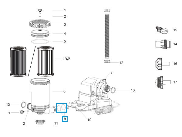 Bestway® Spare Part Filter barrel seal set (2 pieces) for Flowclear™ filter unit  (58391)