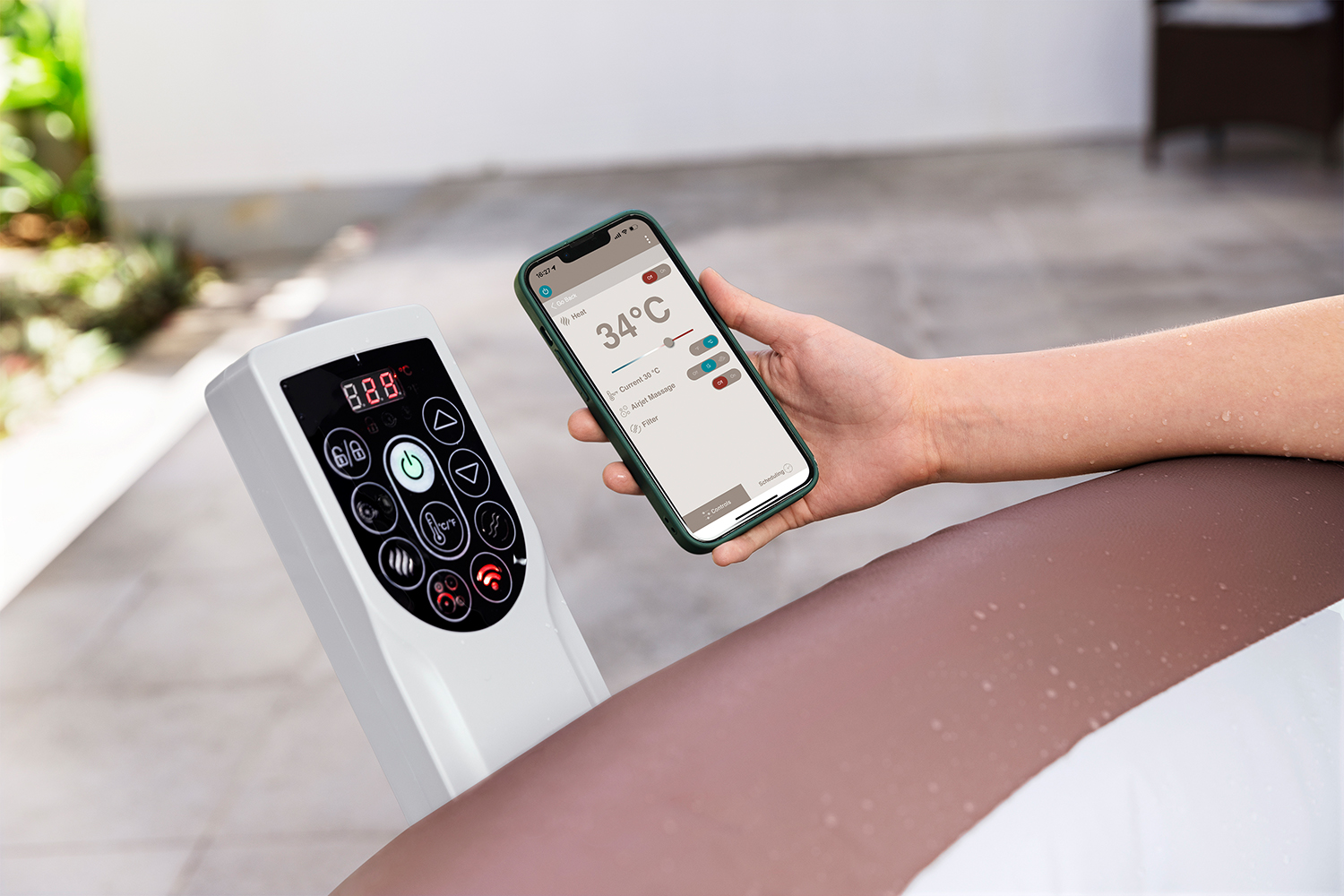 LAY-Z-SPA® Energiespar-Whirlpool Hawaii AirJet™ mit App-Steuerung, für 6 Personen, Ø 196 x 71 cm, Terrakotta
