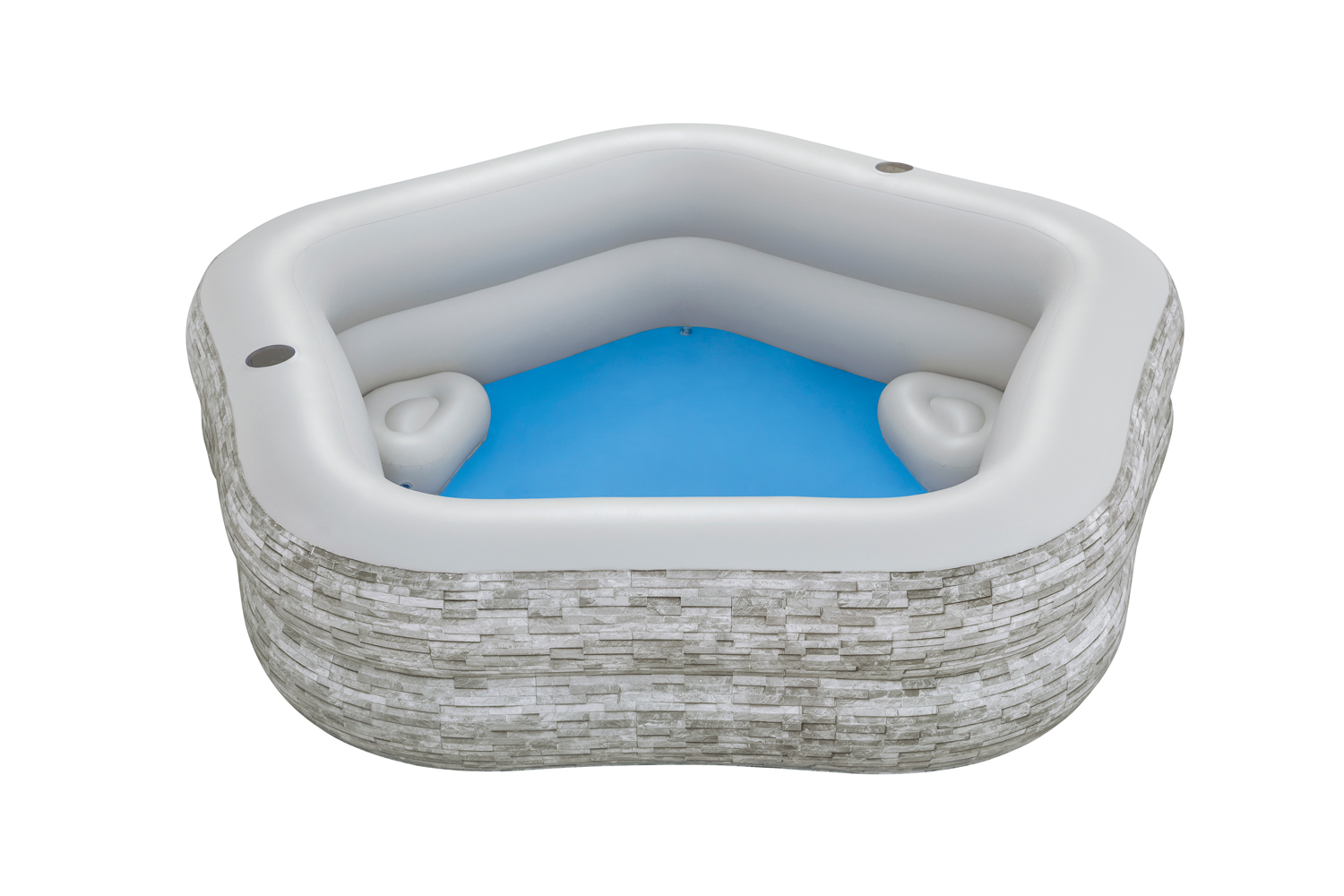 TruPrint™ Family Pool 213 x 206 x 53 cm, Steinwand-Optik (Cremegrau)