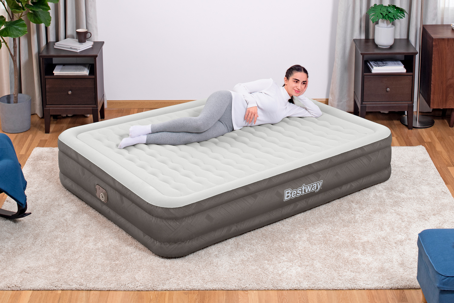 Fortech™ Doppelluftbett mit integrierter Elektropumpe 203 x 152 x 36 cm