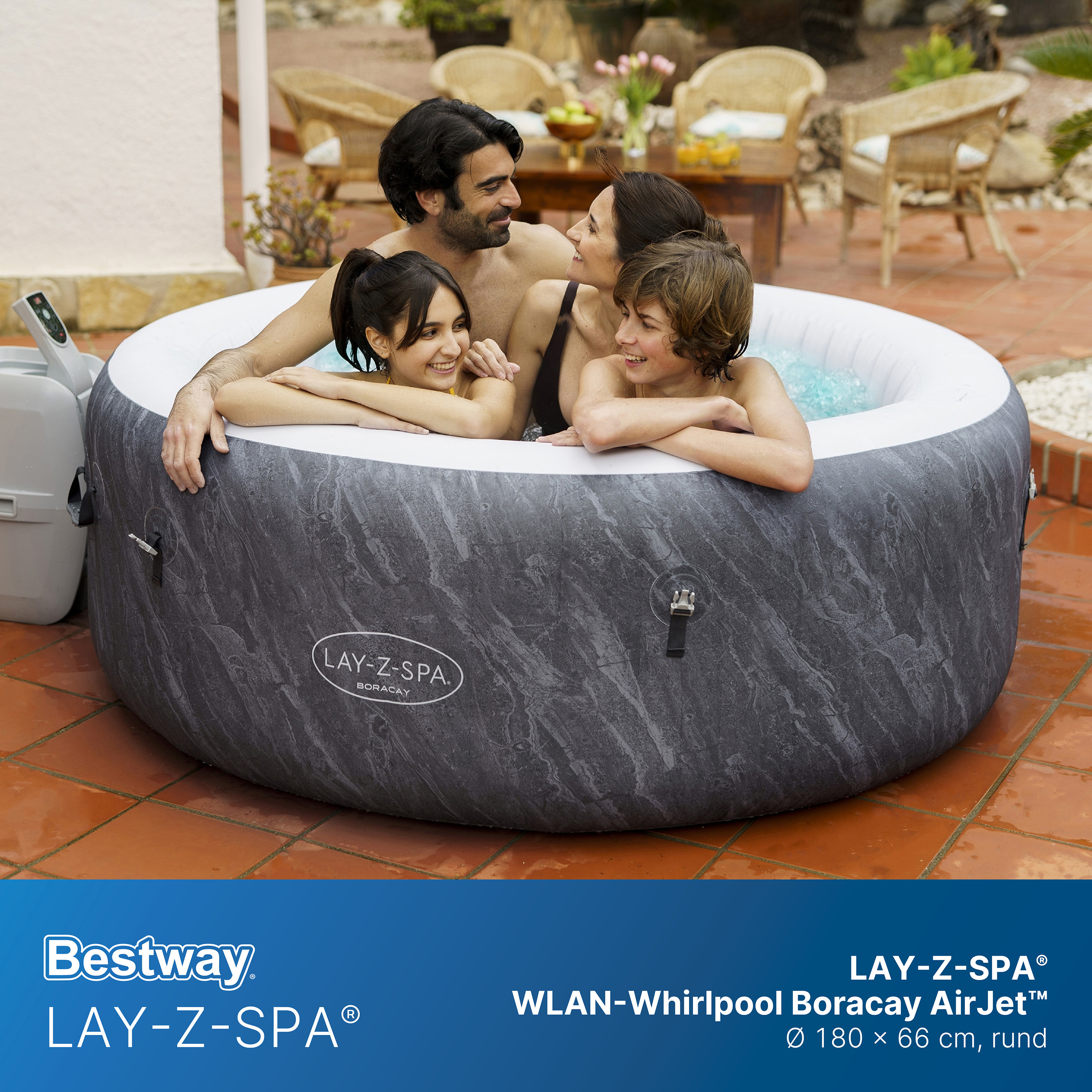 LAY-Z-SPA® WLAN-Whirlpool Boracay AirJet™ Ø 180 x 66 cm, rund