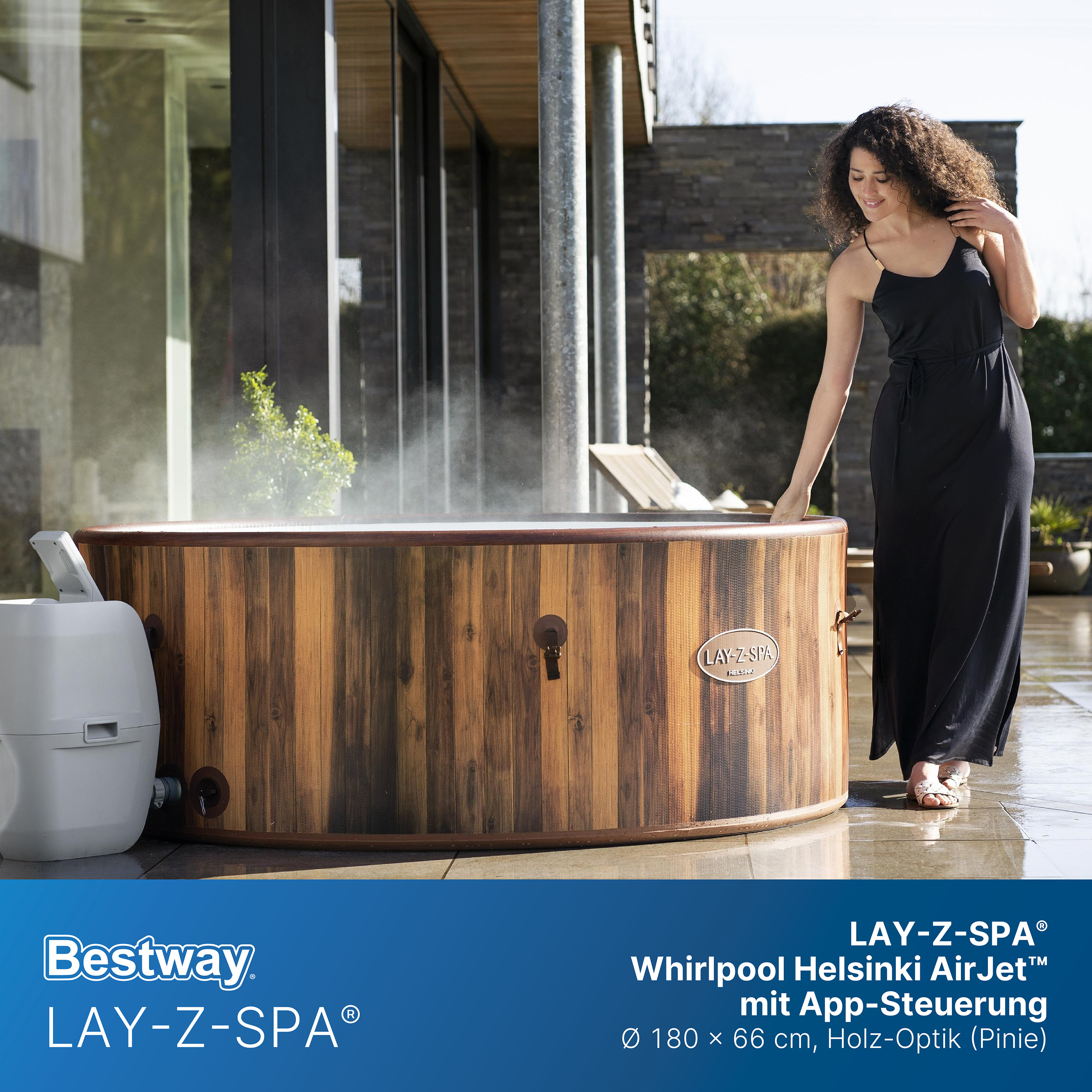 LAY-Z-SPA® WLAN Whirlpool Helsinki AirJet Plus™ Ø 180 x 66 cm, rund