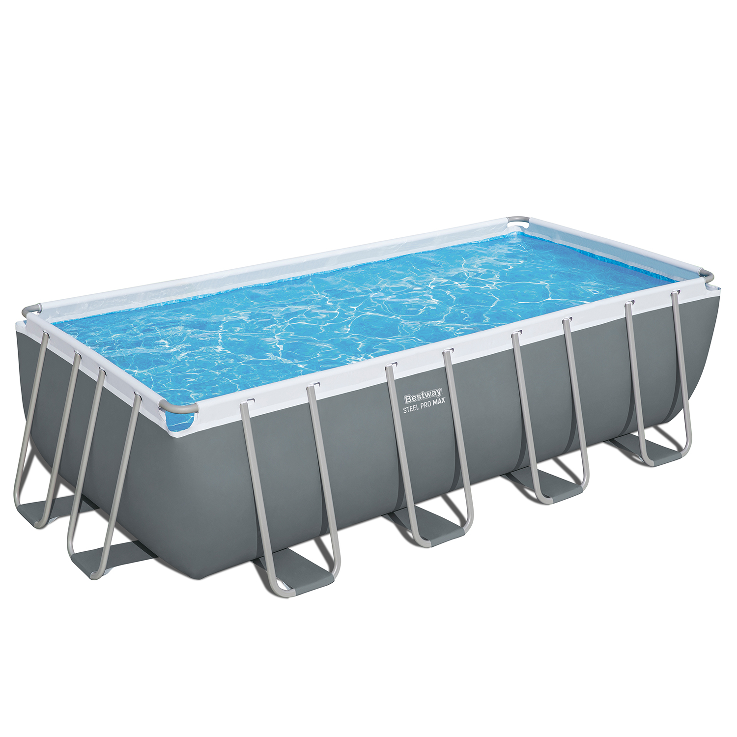 Steel Pro MAX™ Frame Pool Komplett-Set mit Sandfilteranlage 488 x 244 x 122 cm, grau, eckig