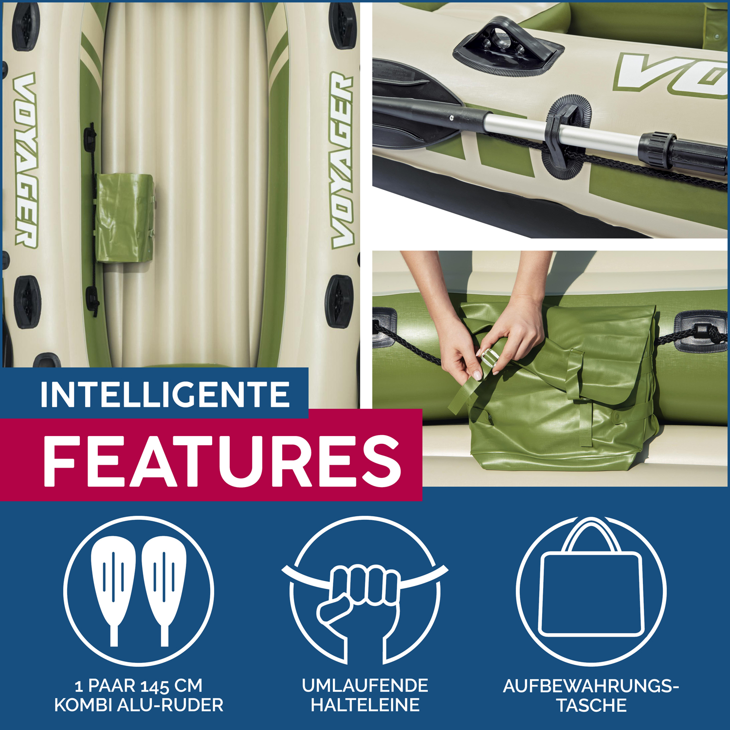 Hydro-Force™ Schlauchboot-Set für 3 Personen Voyager 500 348 x 141 x 48 cm