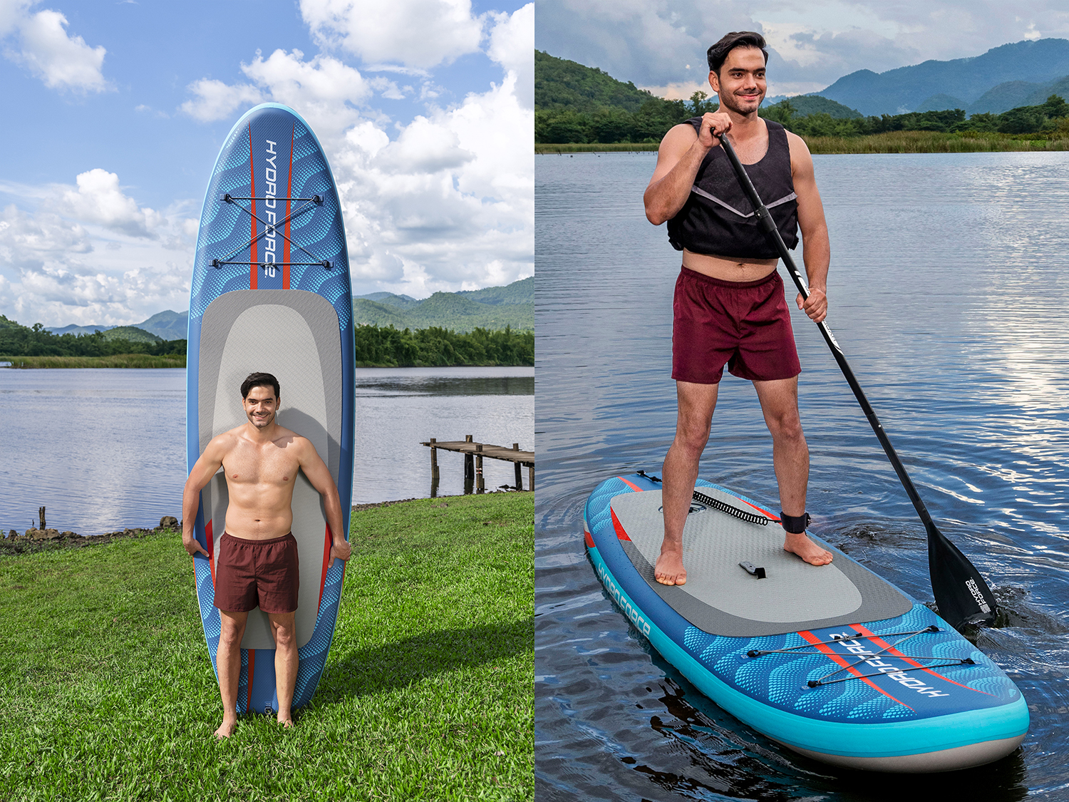 Hydro Force® SUP Allround Board-Set Oceana™ Compactair™ mit integrierter Elektropumpe 305 x 84 x 15 cm