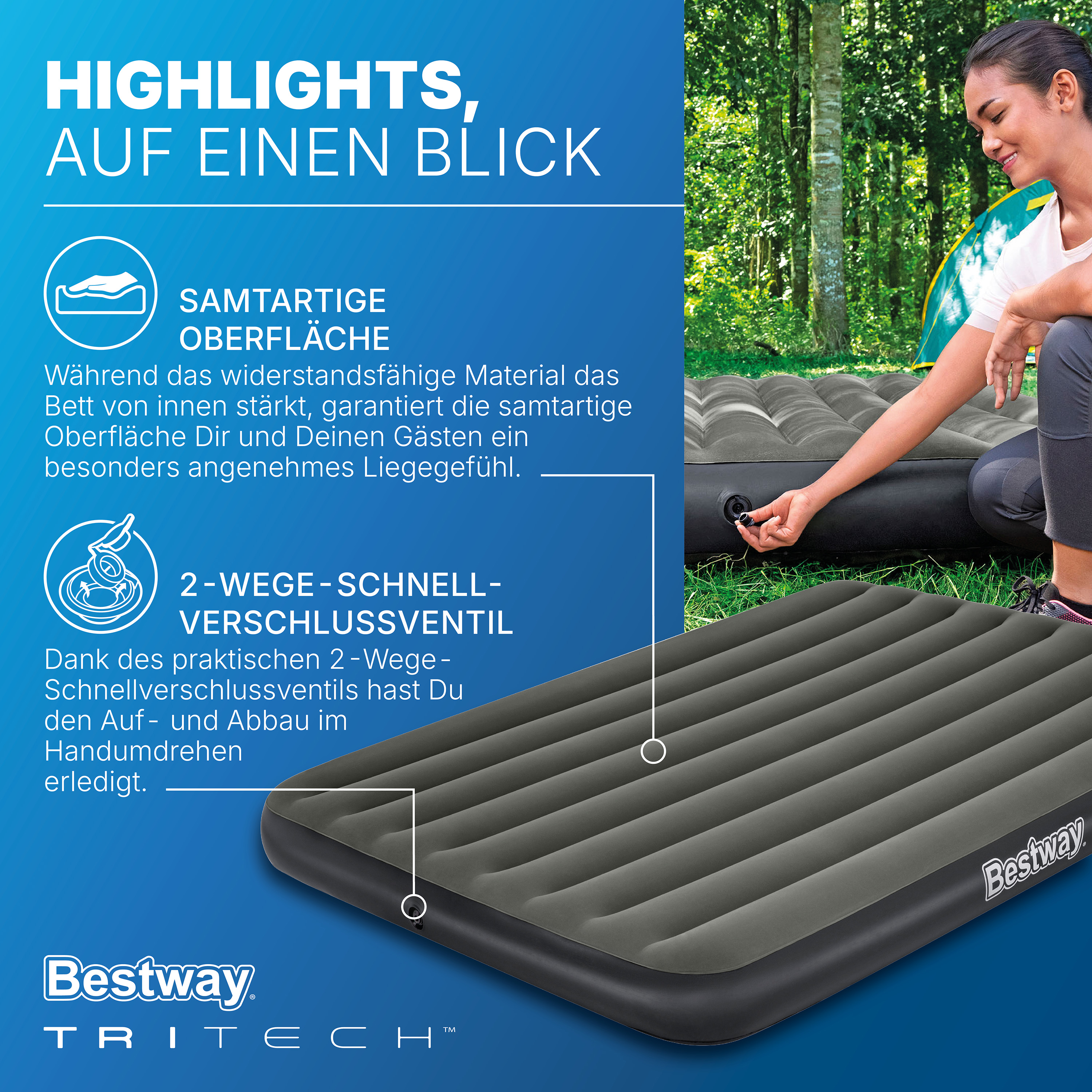 TriTech® Doppelluftbett 203 x 152 x 25 cm