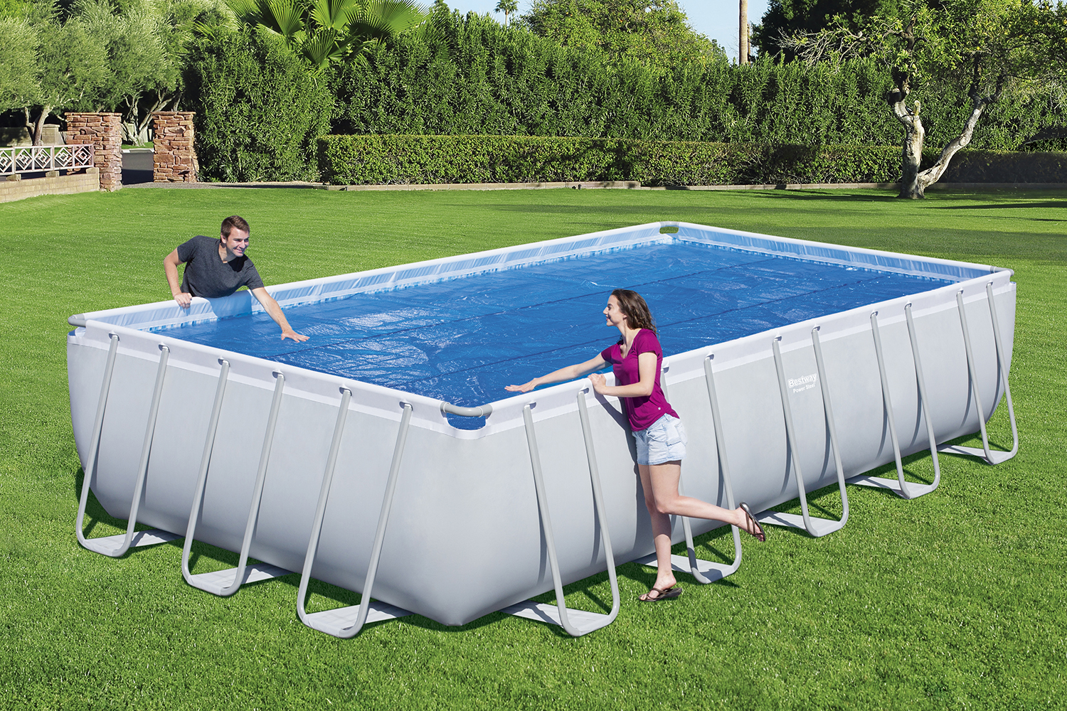 PE Solarabdeckplane 703 x 336 cm, blau, eckig