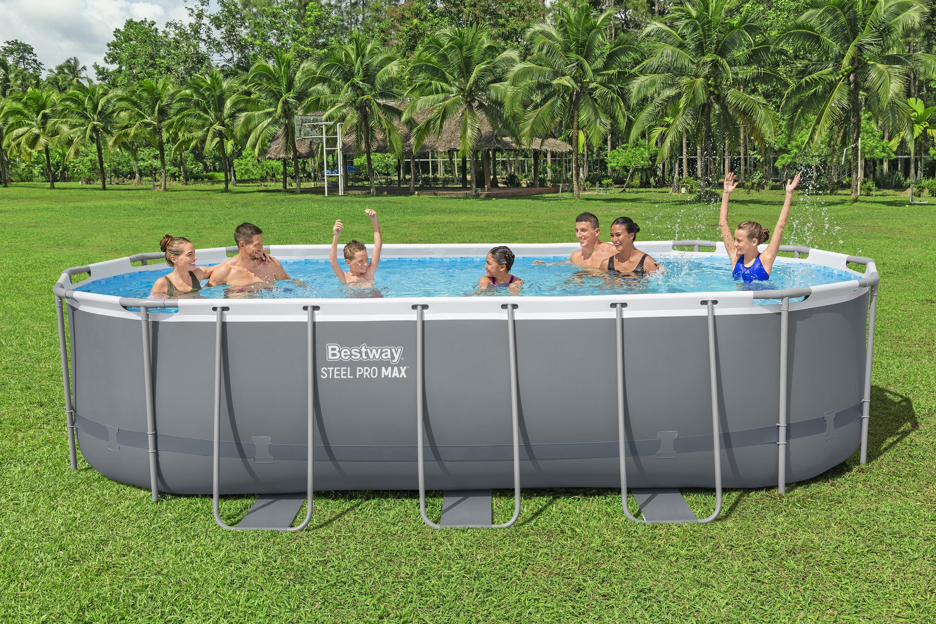 Steel Pro MAX™ Solo Pool ohne Zubehör 549 x 274 x 122 cm, grau, oval