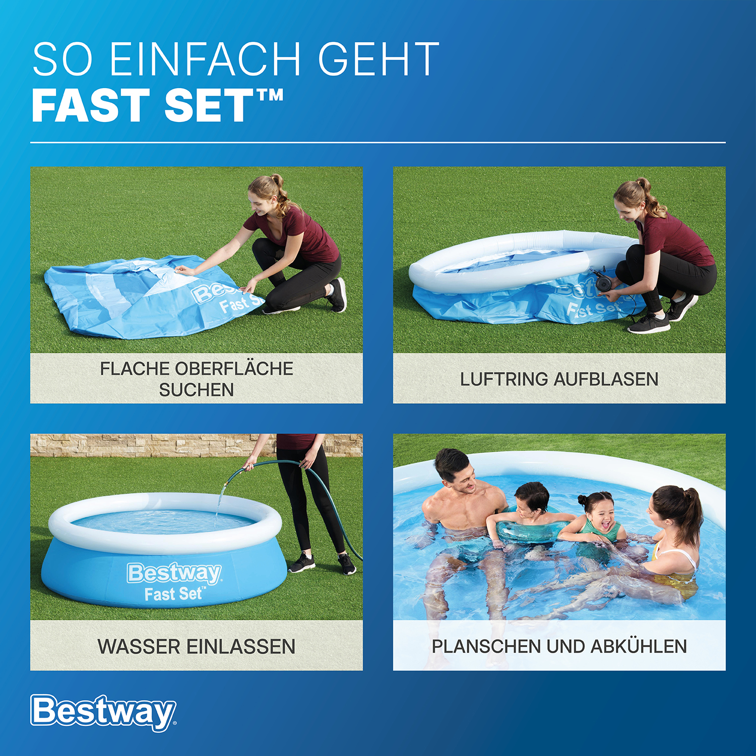 Fast Set™ Aufstellpool Set mit Filterpumpe Ø 366 x 76 cm, blau, rund
