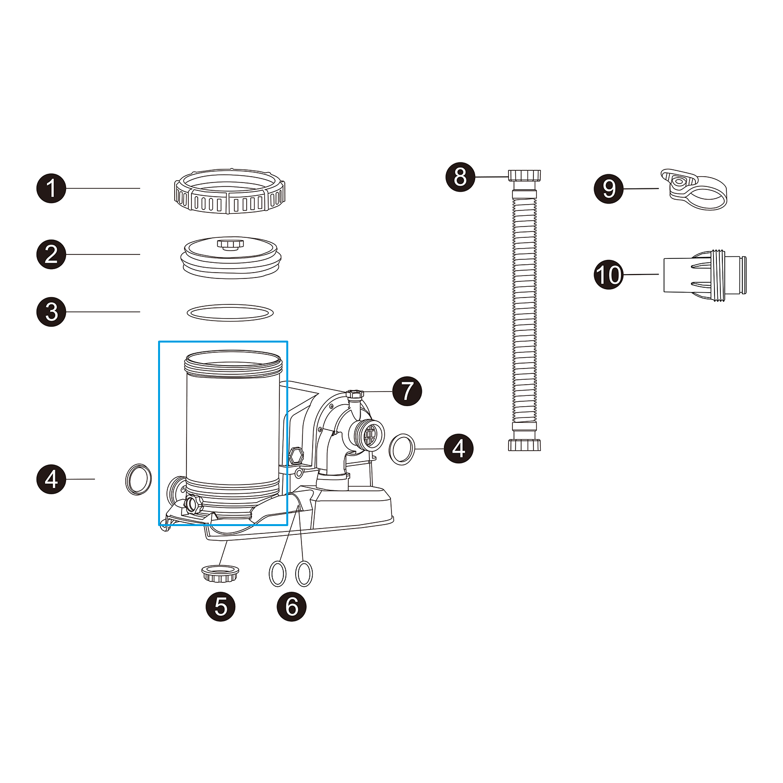 Bestway® Ersatzteil Filtergehäuse für Filterpumpe 9.463l/h