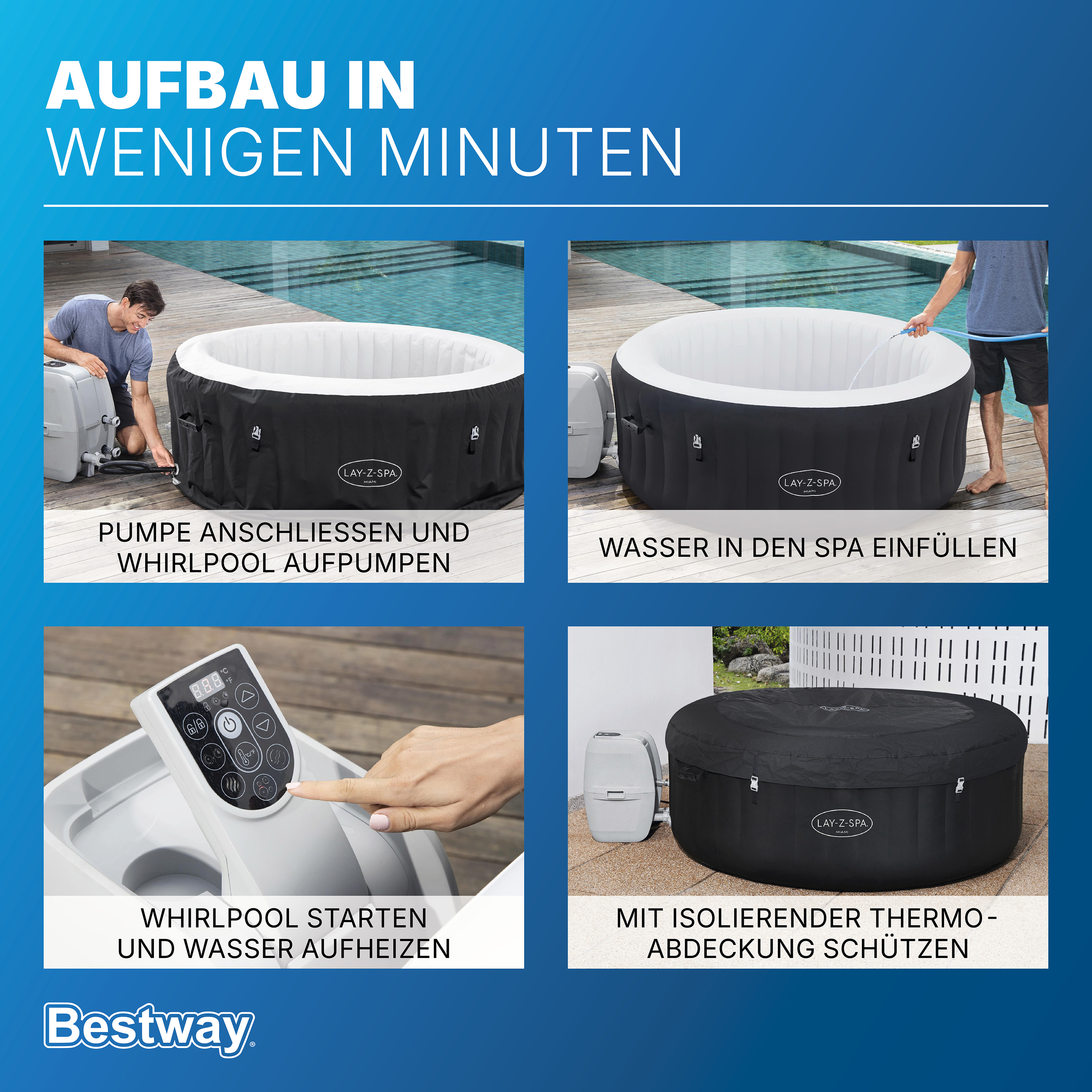 LAY-Z-SPA® Whirlpool Miami AirJet™ Ø 180 x 66 cm, rund