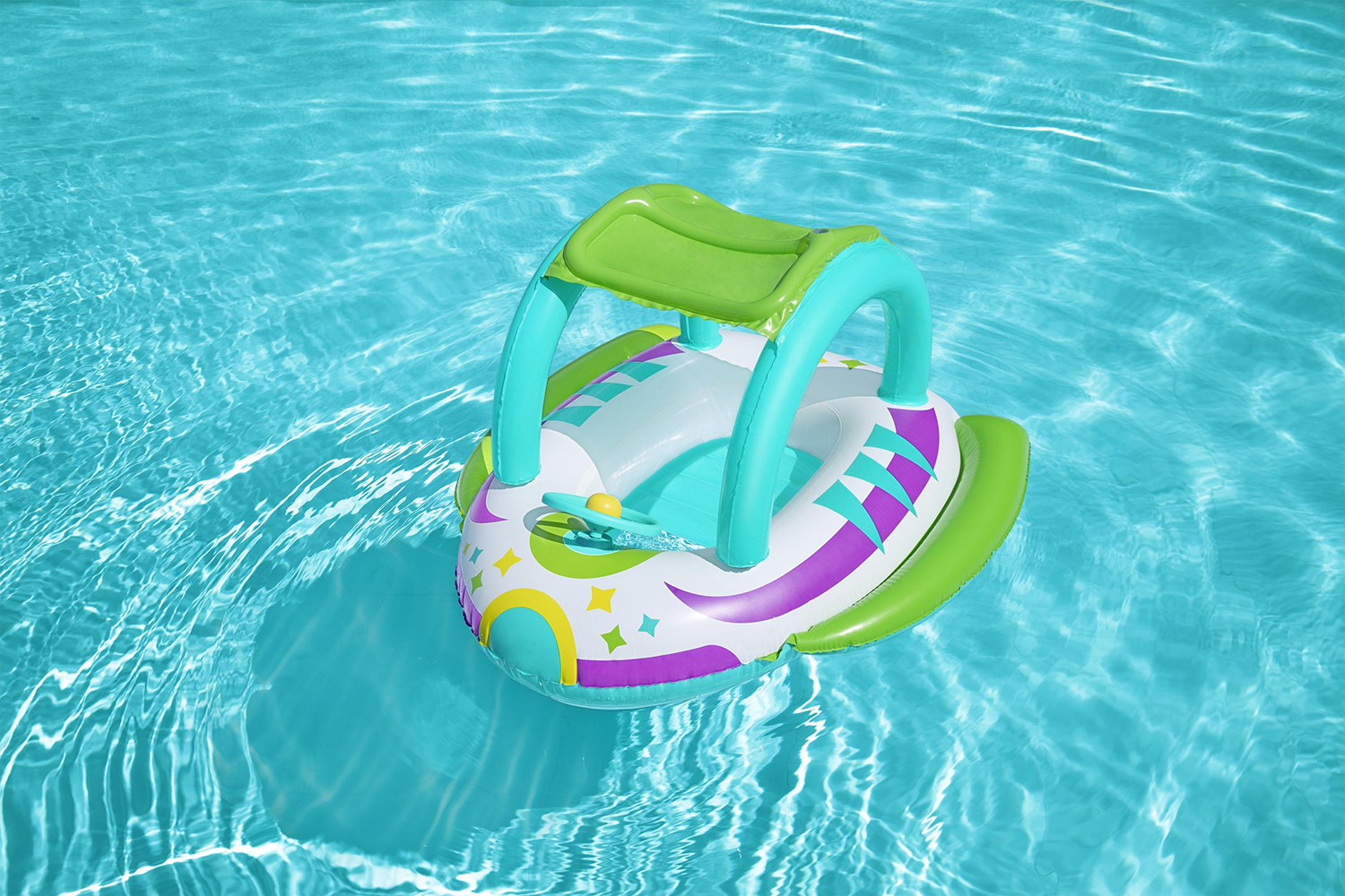 Space Splash™ Kinder Schlauchboot Raumschiff mit Sonnenschutzdach 107 x 112 cm