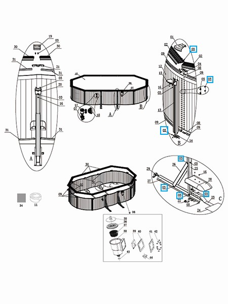 Bestway® Spare Part M6x11 Bolt set (8 pieces) for Hydrium™ steel wall pools