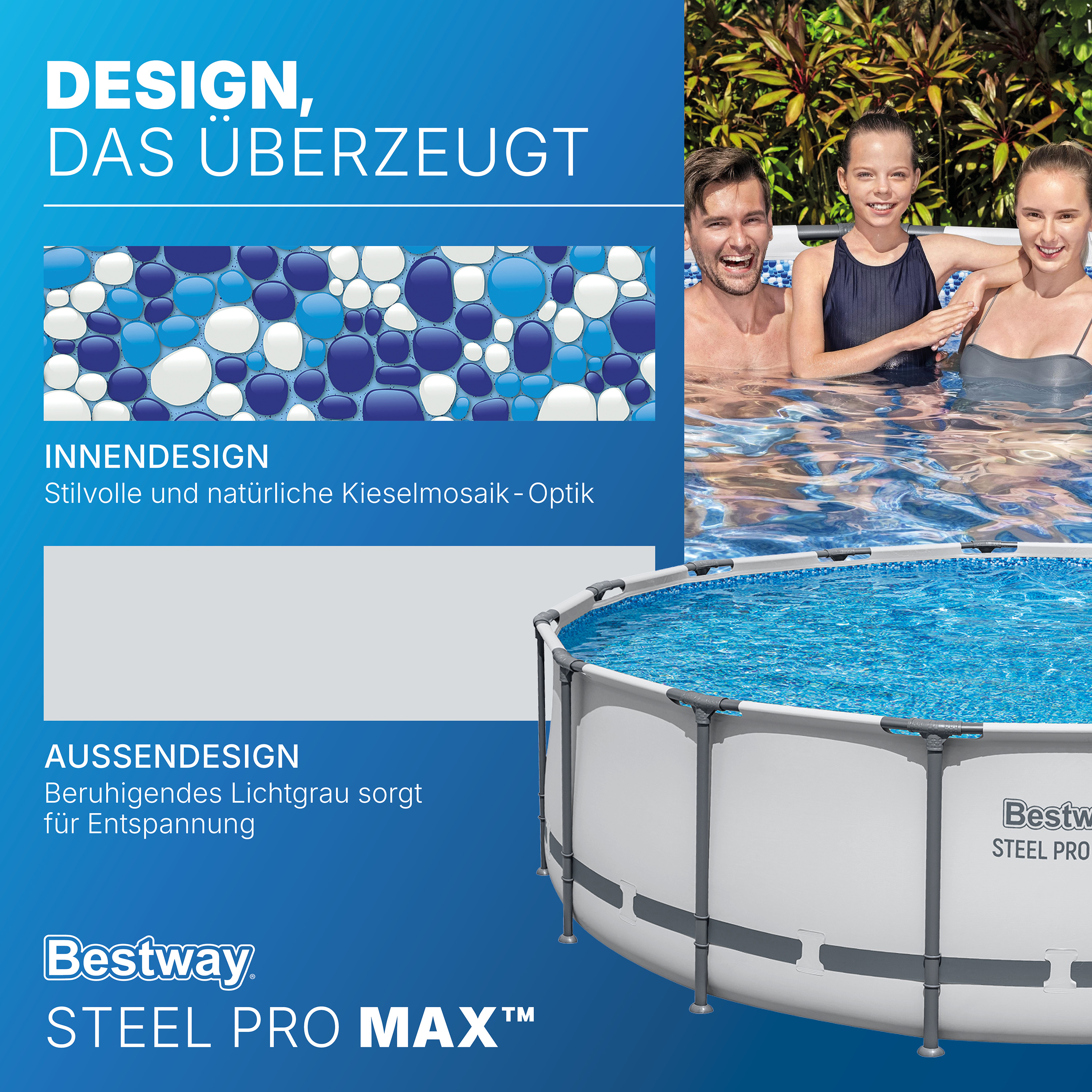 Steel Pro MAX™ Frame Pool Komplett Set mit Filterpumpe Ø 488 x 122 cm , lichtgrau, rund