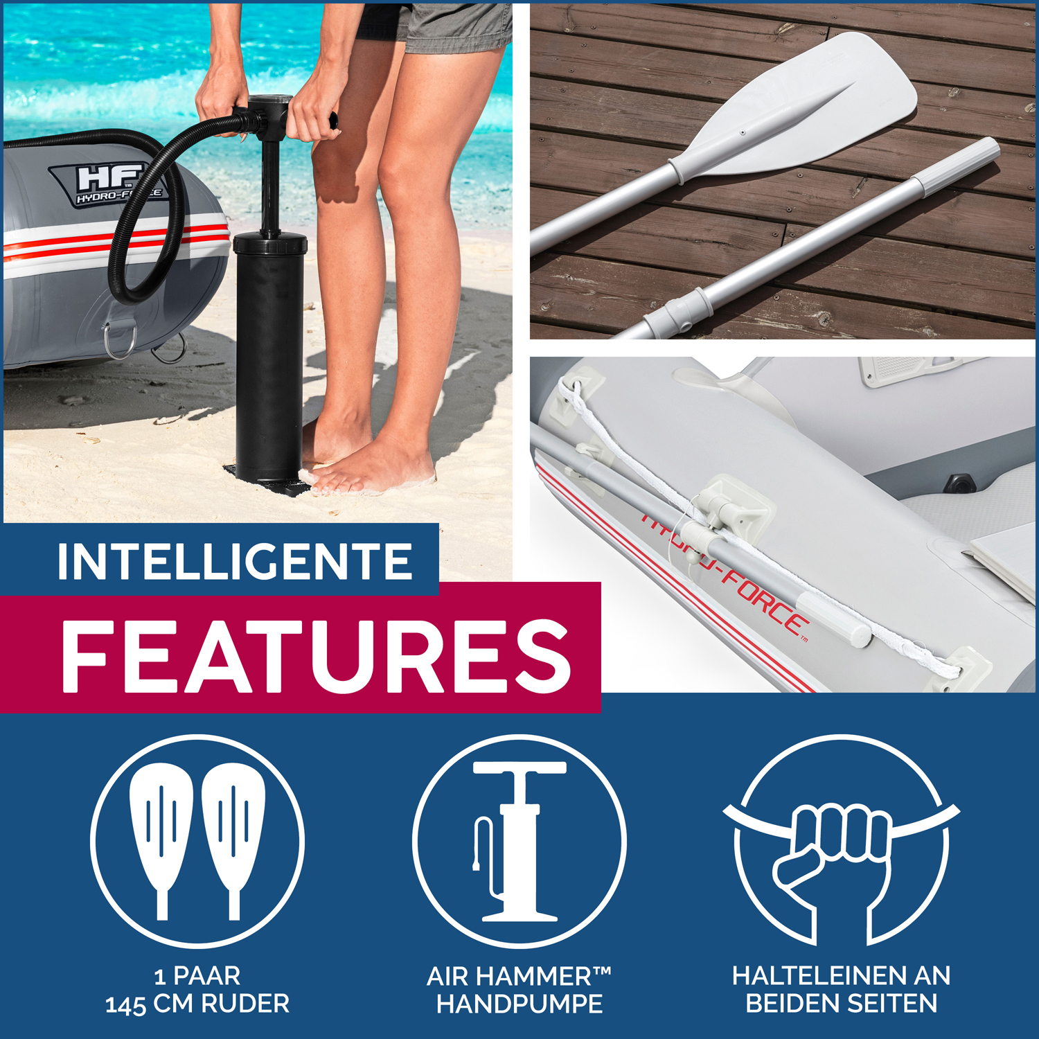 Hydro-Force™ Sportboot-Set Caspian™ 230 x 130 x 30 cm