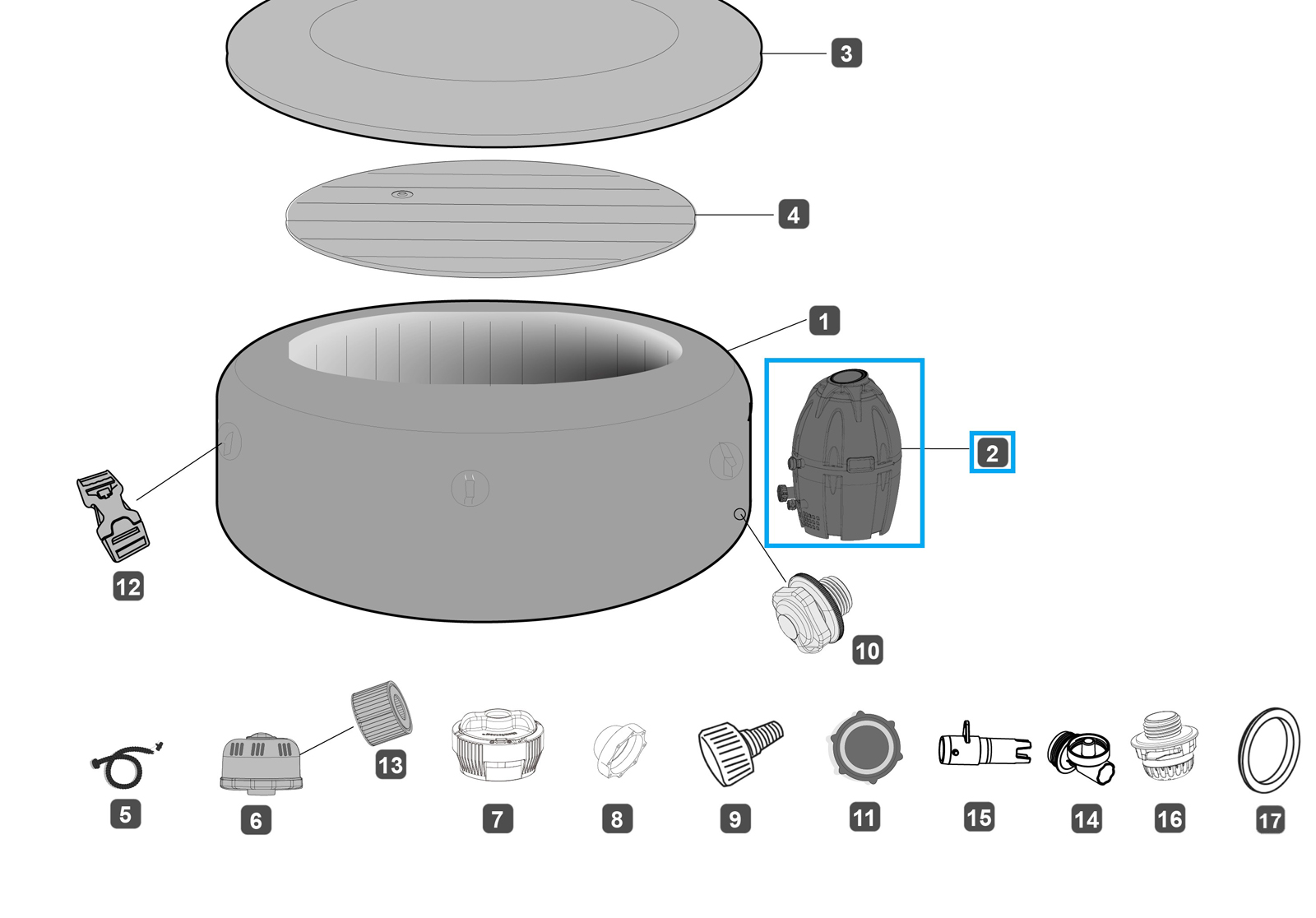 Bestway® Spare Part AirJet™ Pump (grey) for various LAY-Z-SPA® AirJet™ whirlpools (2020 | EU) Bestway® Spare Part AirJet™ Pump (grey) for various LAY-Z-SPA® AirJet™ whirlpools (2020 | EU)