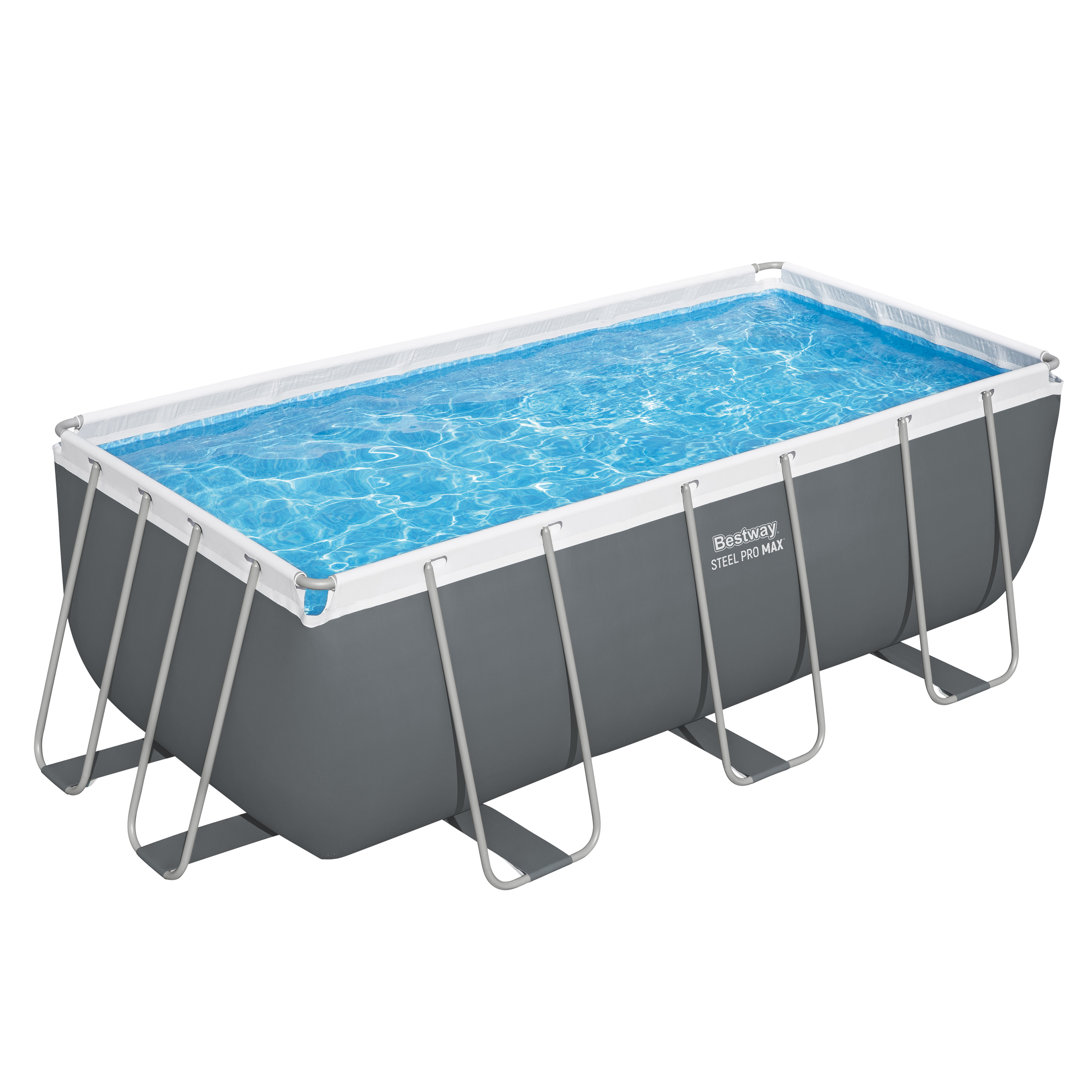 Steel Pro MAX™ Frame Pool Set mit Sandfilteranlage 412 x 201 x 122 cm, grau, eckig