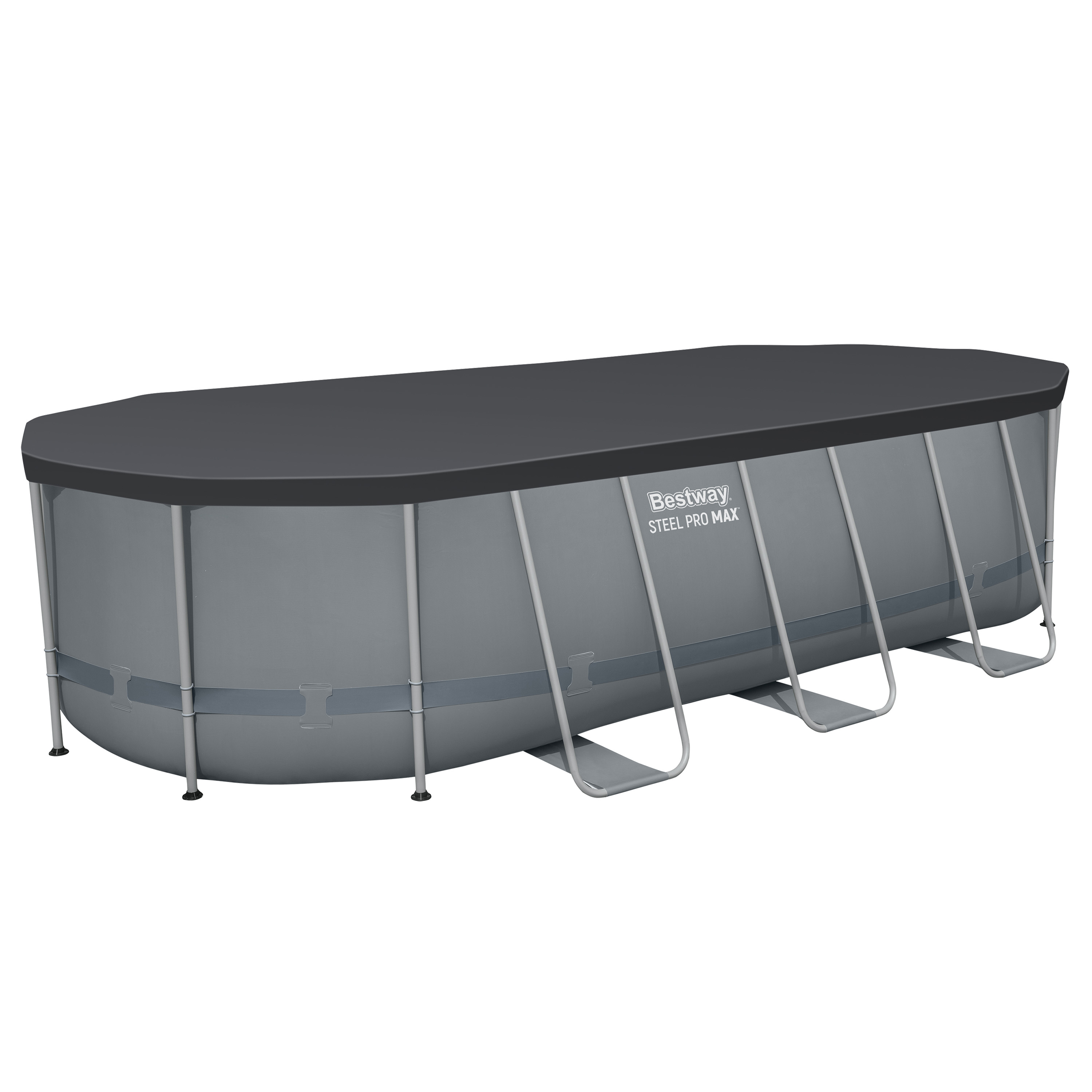 Steel Pro MAX™ Frame Pool Komplett Set mit Filterpumpe 549 x 274 x 122 cm, grau, oval