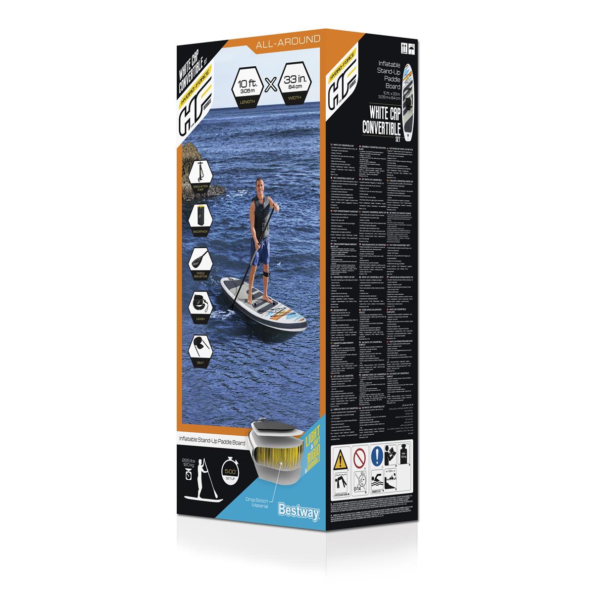 Hydro-Force™ SUP Allround Board-Set White Cap mit Sitz 305 x 84 x 12 cm