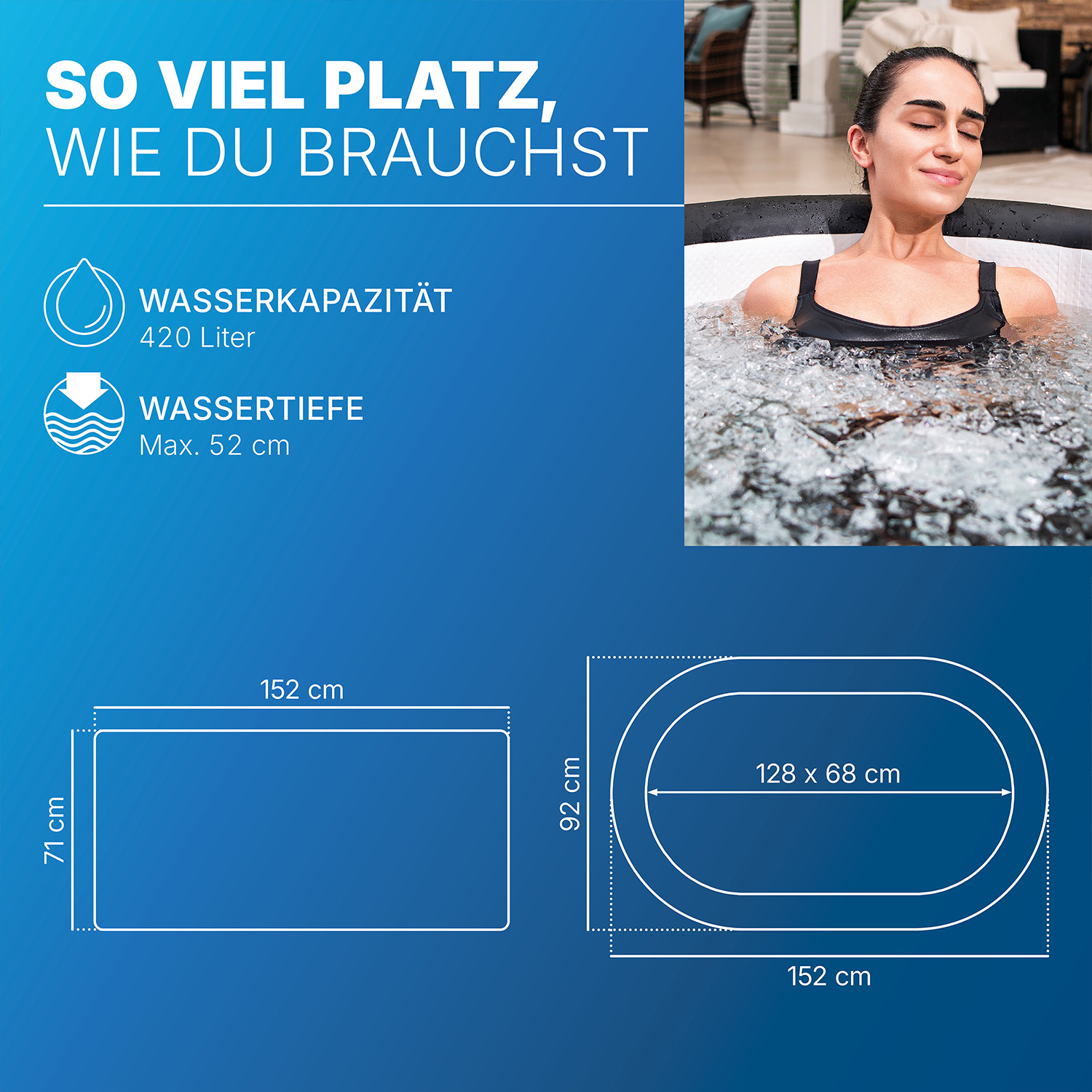 LAY-Z-SPA® FortiFiber™ Eisbad Glacial Dip™ mit Filterpumpe 152 x 92 x 71 cm
