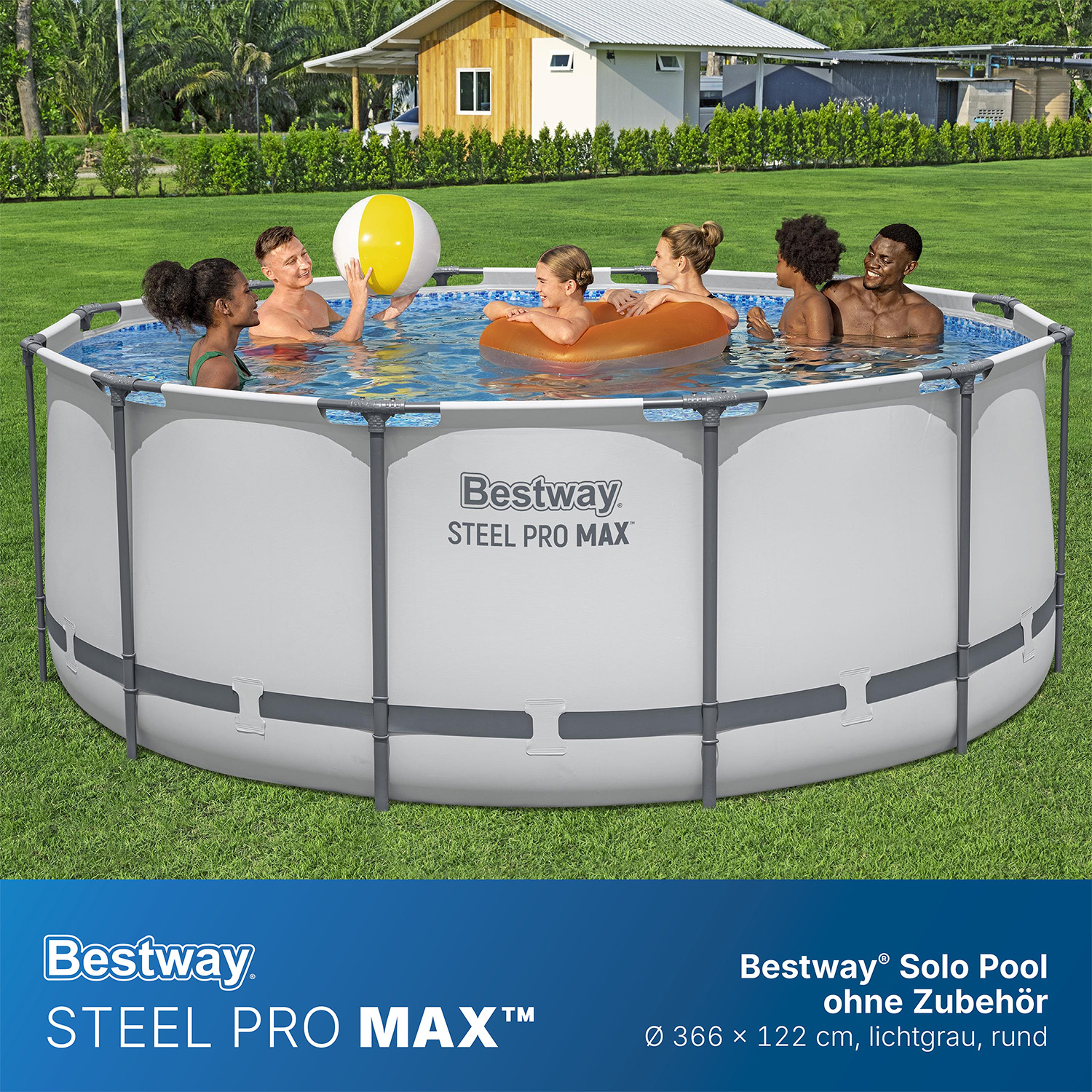Steel Pro MAX™ Solo Pool ohne Zubehör Ø 366 x 122 cm, lichtgrau, rund