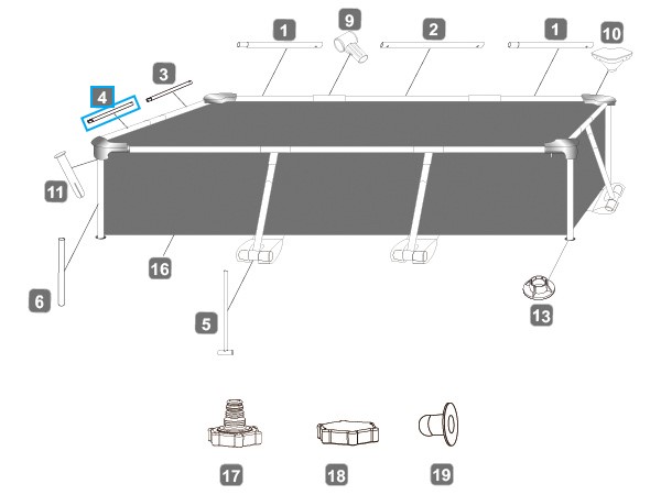 Bestway® Spare Part Top rail D (white) for Steel Pro™ frame pool 259 x 170 x 61 cm, angular