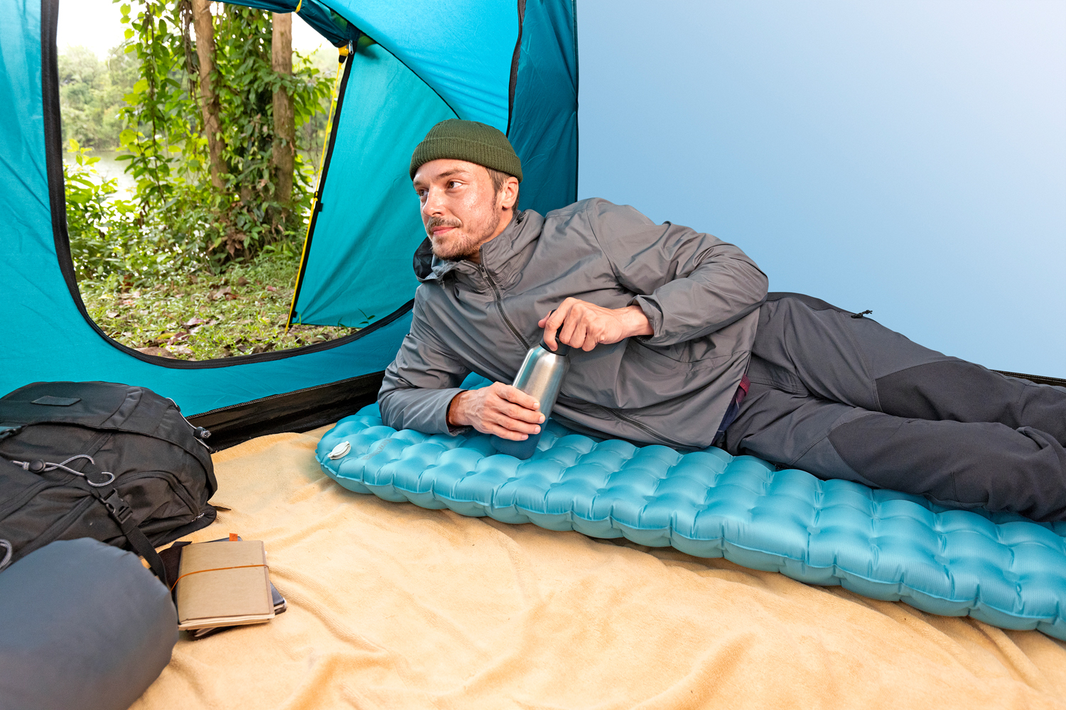 aufblasbare Single-XL-Isomatte AlpineLite™ für Mumienschlafsäcke 183 x 63,5 x 7,5 cm