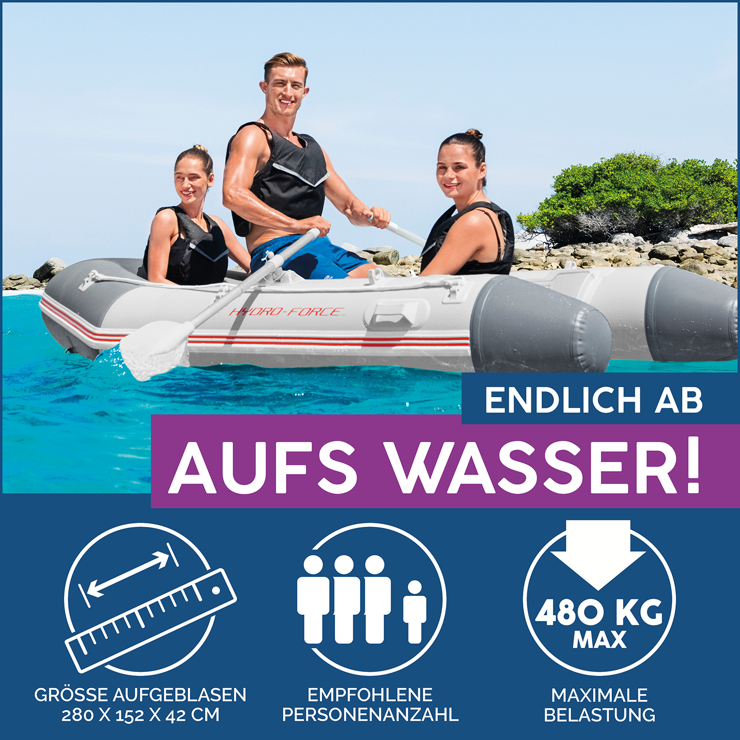 Hydro-Force™ Sportboot Komplett-Set Caspian Pro™ 280 x 152 x 42 cm Hydro-Force™ Sportboot Komplett-Set Caspian Pro™ 280 x 152 x 42 cm