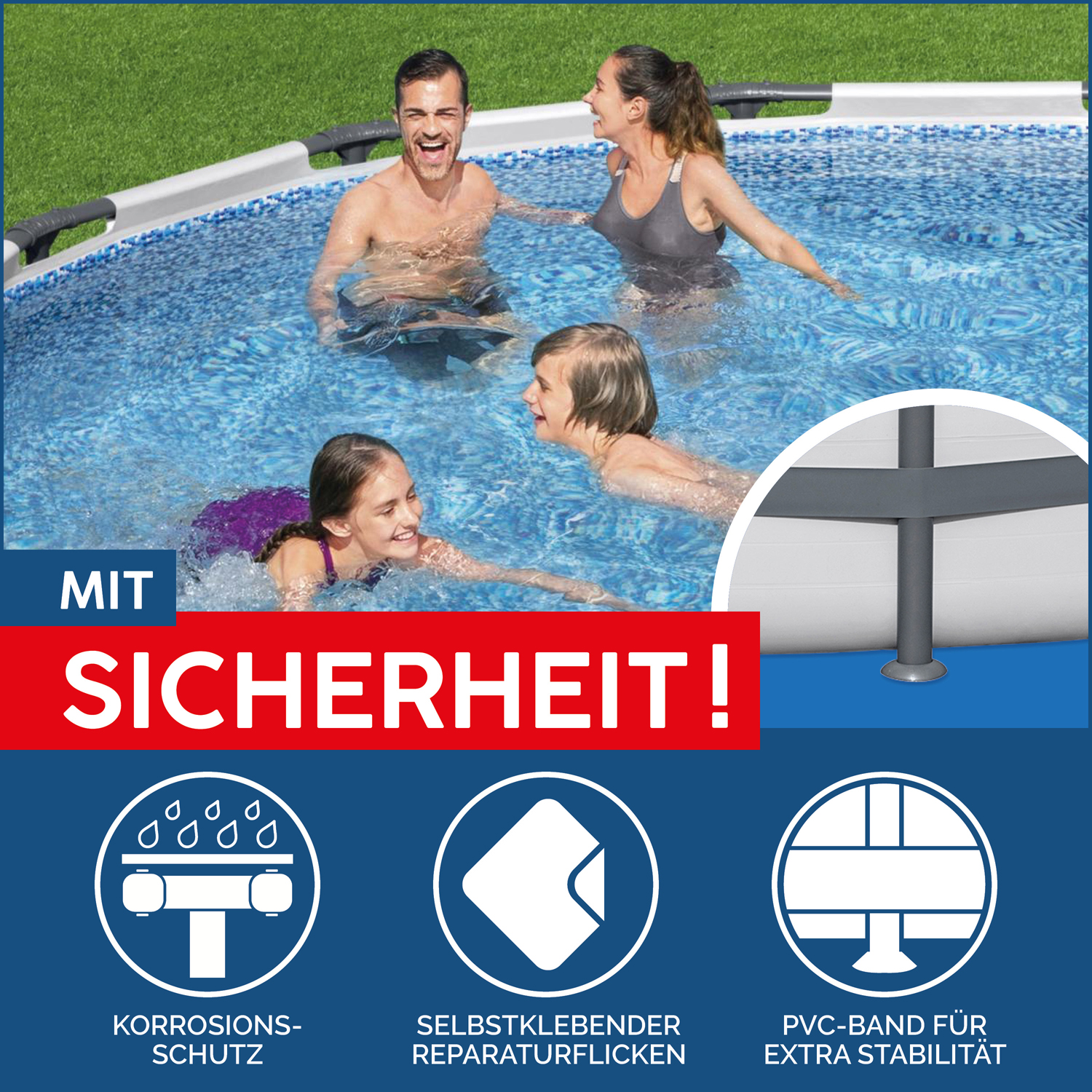 Steel Pro MAX™ Solo Pool ohne Zubehör Ø 396 x 122 cm, lichtgrau, rund