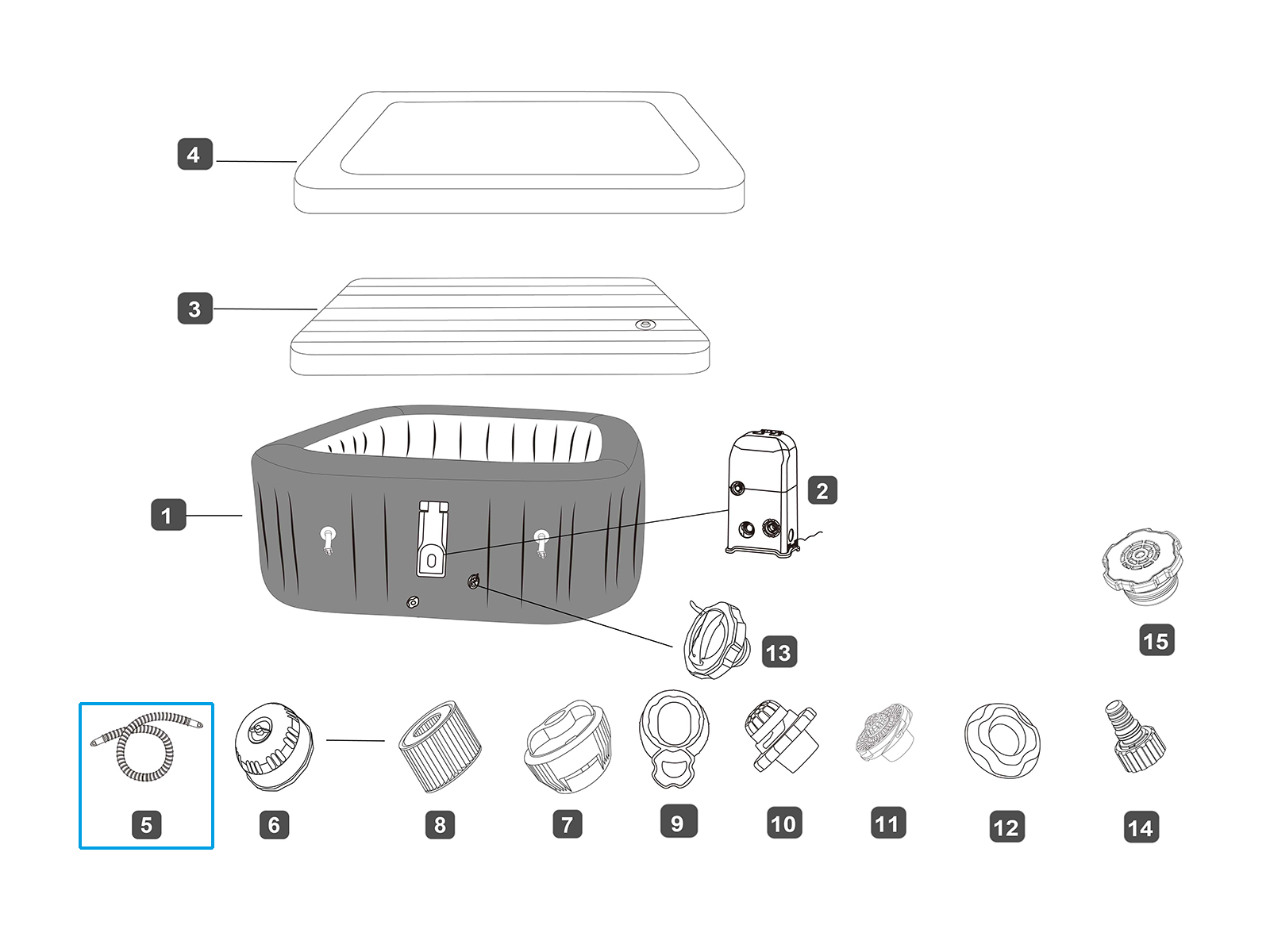Bestway® Spare Part Inflation hose (black) for LAY-Z-SPA whirlpools with build in AirJet™ pumps Bestway® Spare Part Inflation hose (black) for LAY-Z-SPA whirlpools with build in AirJet™ pumps