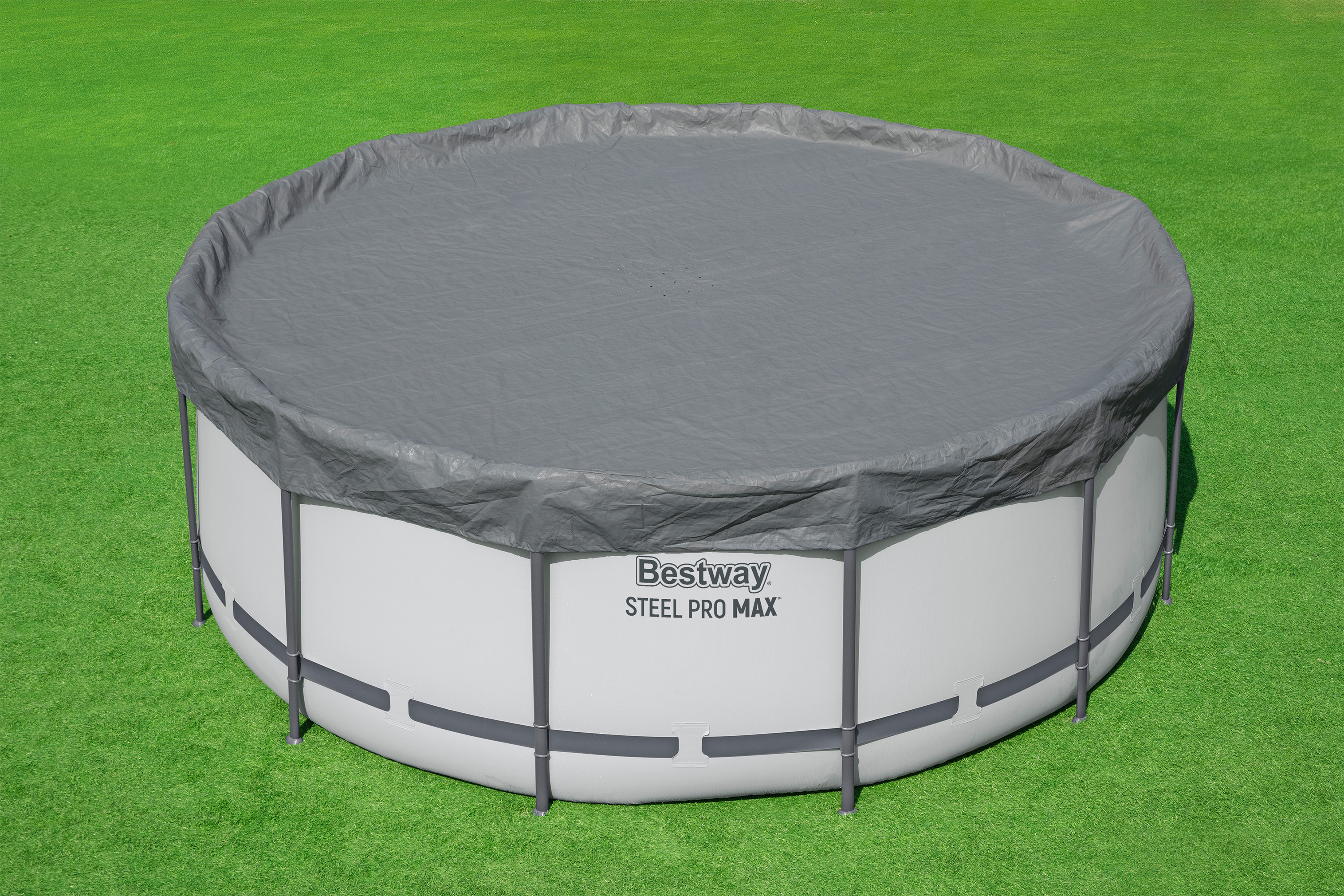 Winterfeste Premium Abdeckplane Ø 370 cm, grau, rund