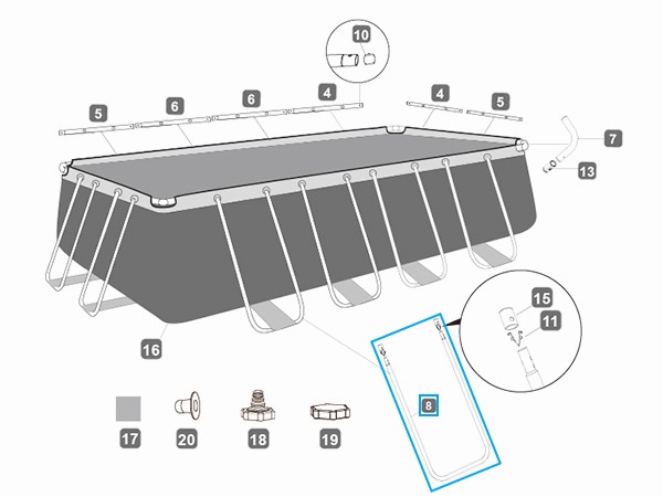 Bestway® Spare Part U-Shaped Side Support for Power Steel frame pool 488/549 cm