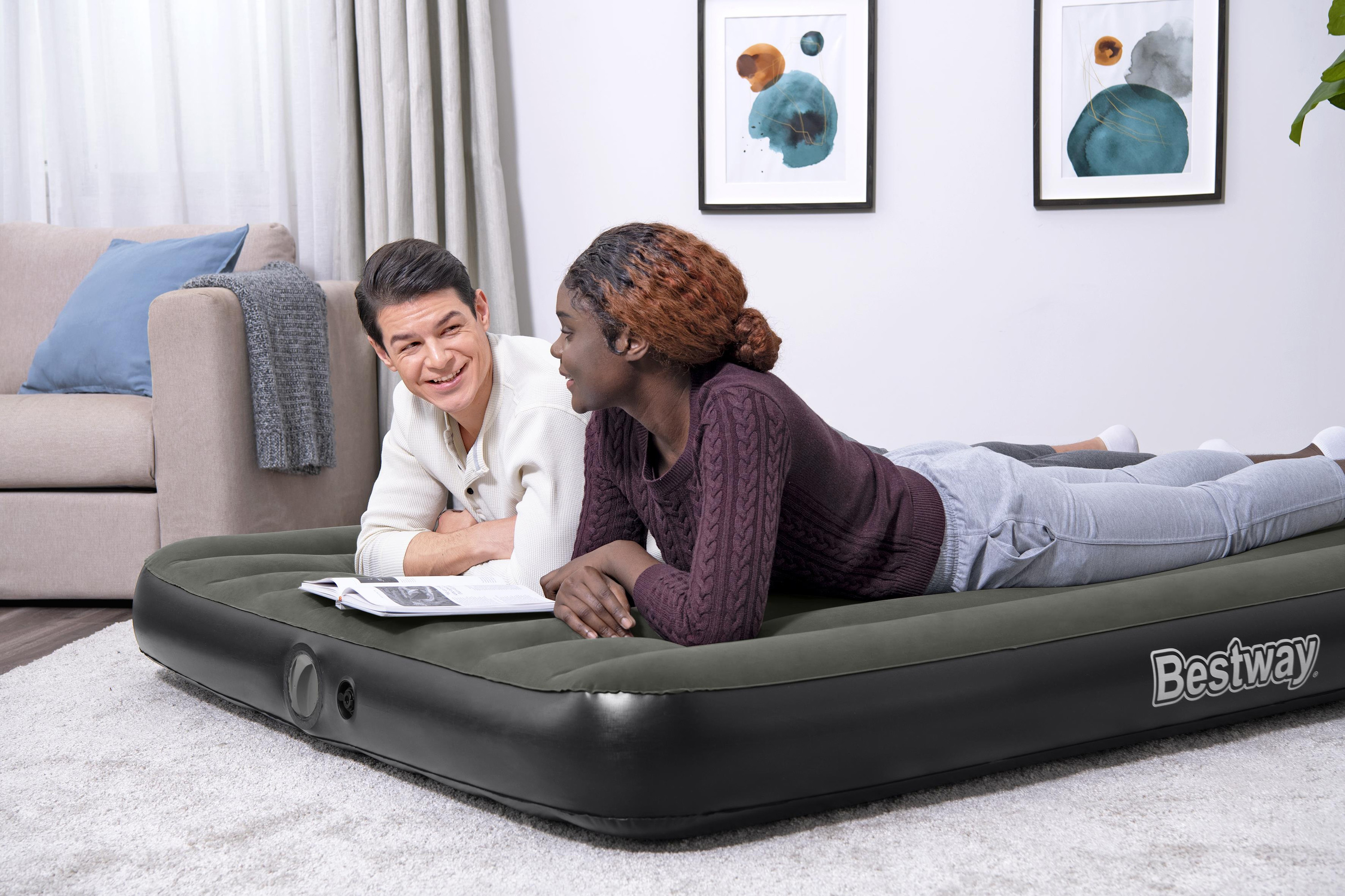 TriTech® Doppelluftbett mit mobiler, akkubetriebener Elektropumpe 203 x 152 x 25 cm