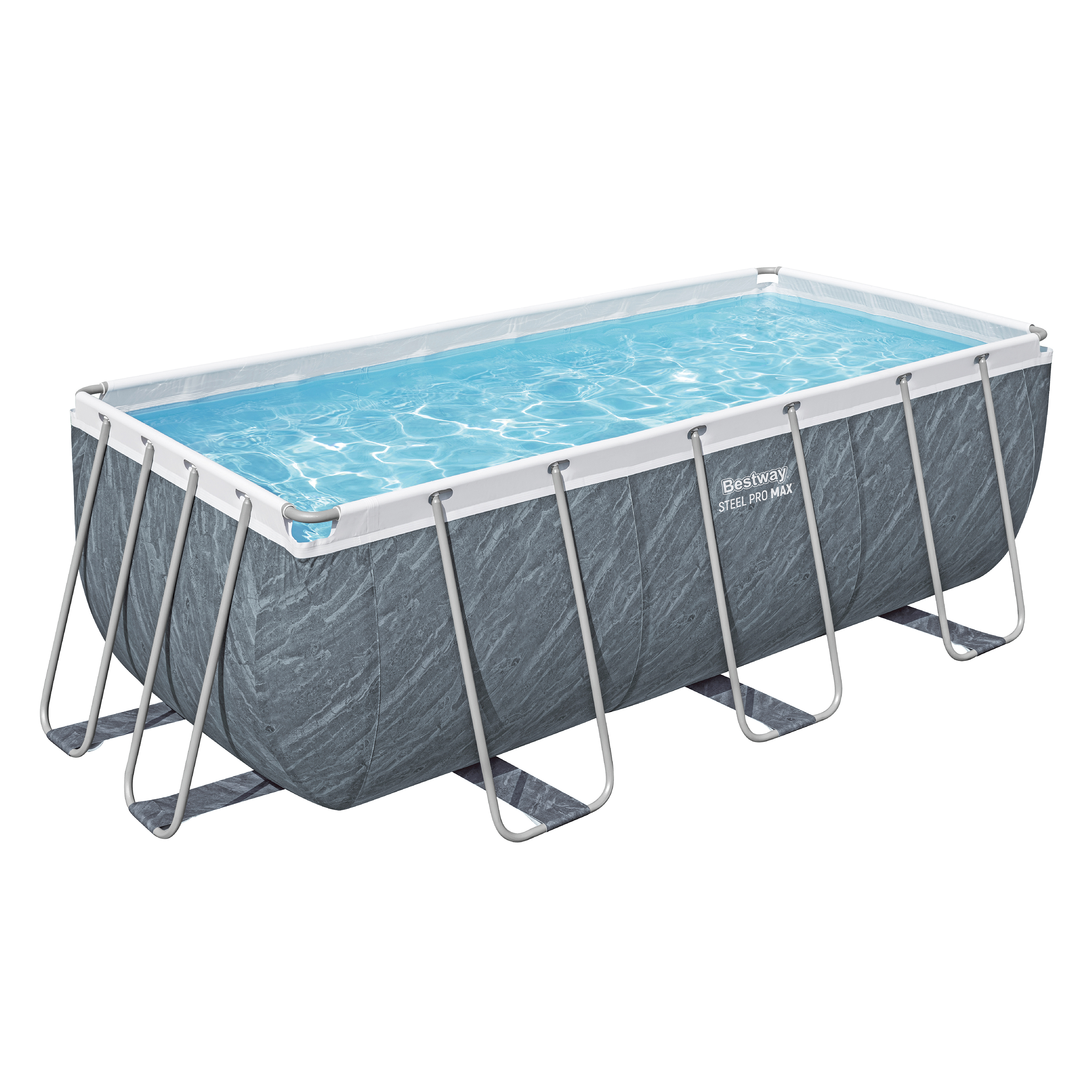 Steel Pro MAX™ Solo Pool ohne Zubehör 412 x 201 x 122 cm, Marmor-Optik (Schiefergrau), eckig