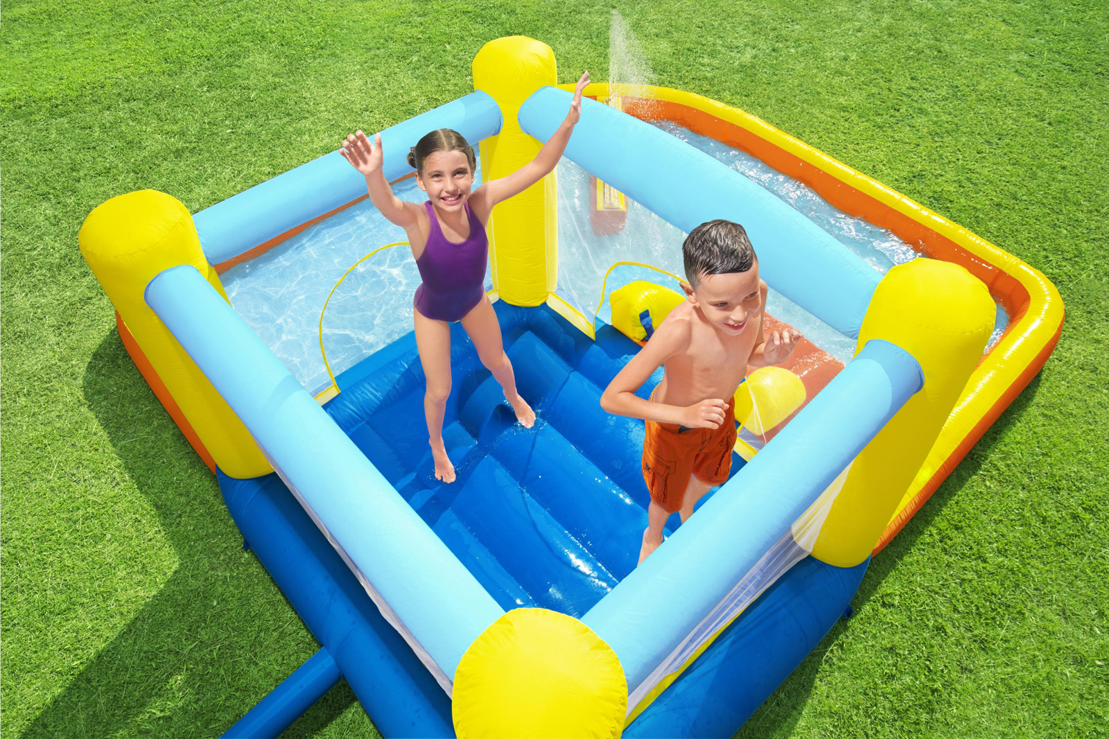 H2OGO!® Mega-Wasserpark mit Dauergebläse Beach Bounce 365 x 340 x 152 cm