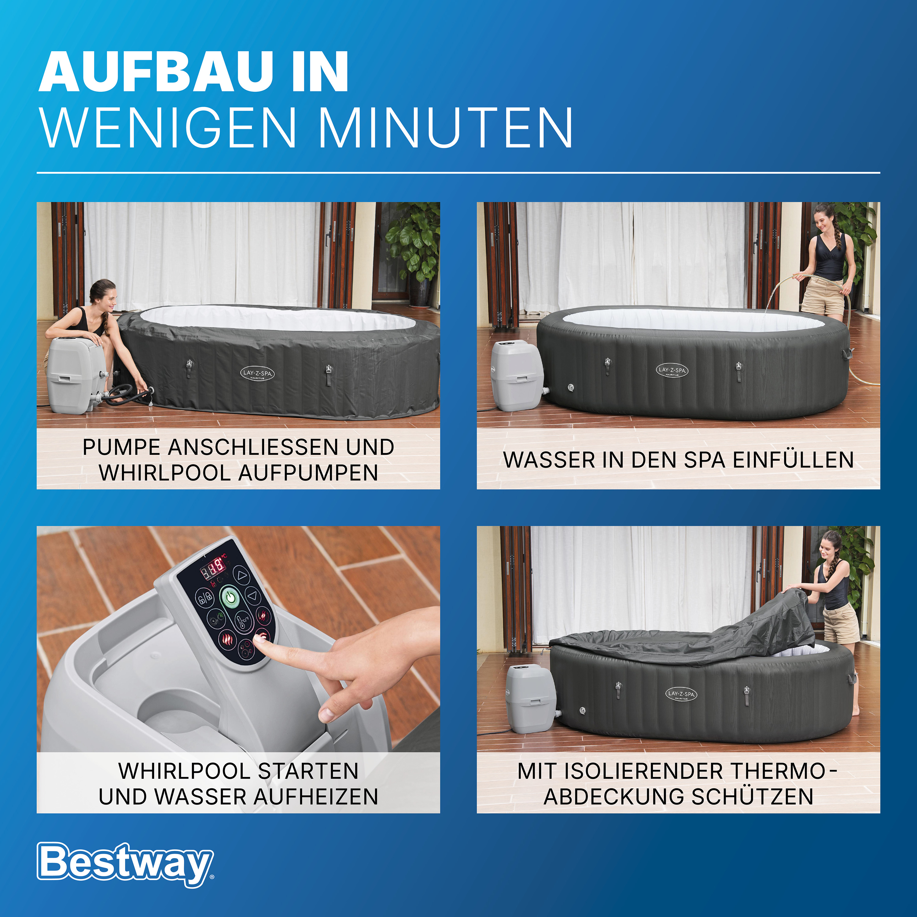 LAY-Z-SPA® XXL WLAN Whirlpool Mauritius AirJet™ 270 x 180 x 71 cm, oval