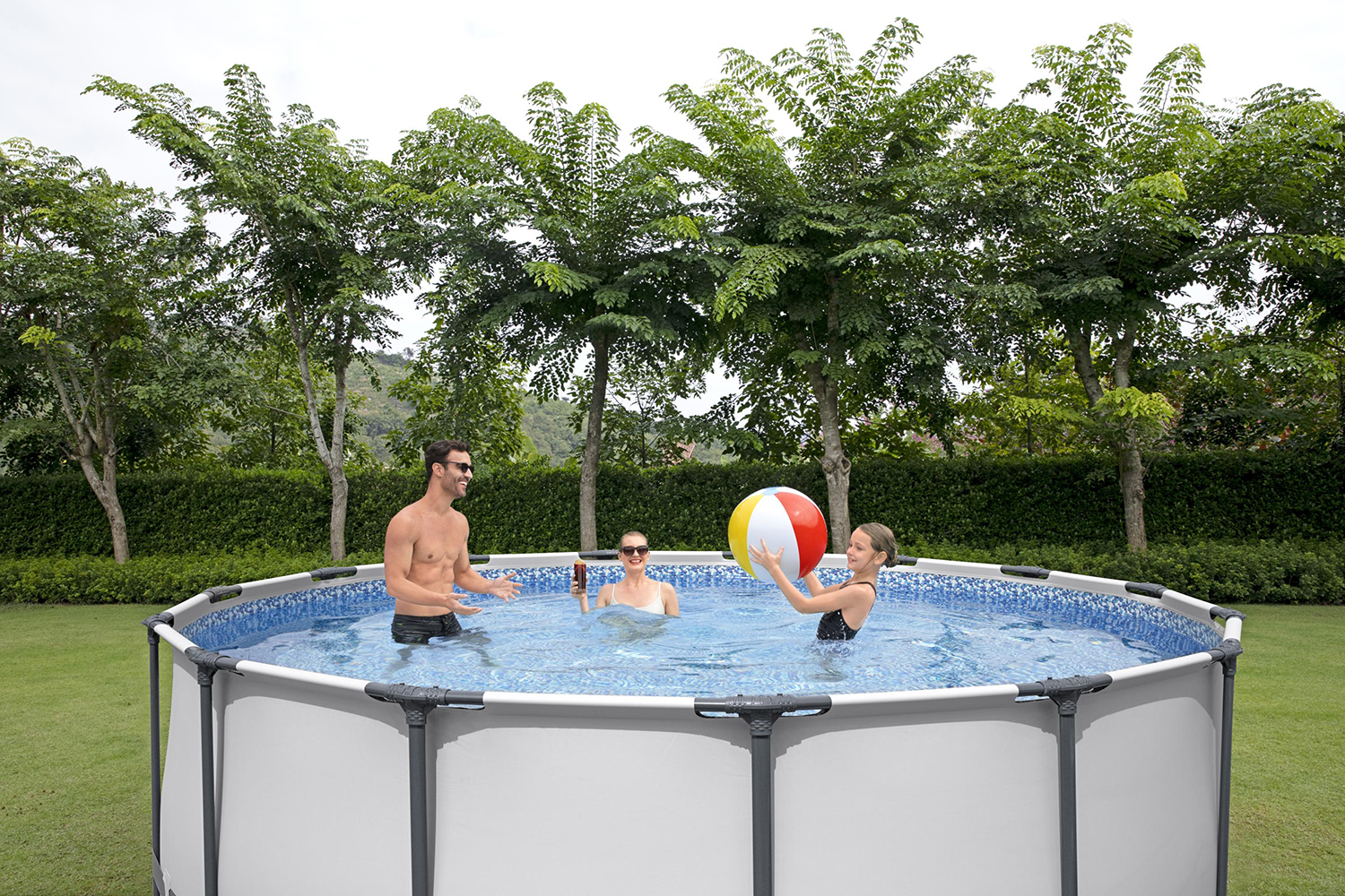 Steel Pro MAX™ Frame Pool Komplett Set mit Filterpumpe Ø 427 x 107 cm, lichtgrau, rund