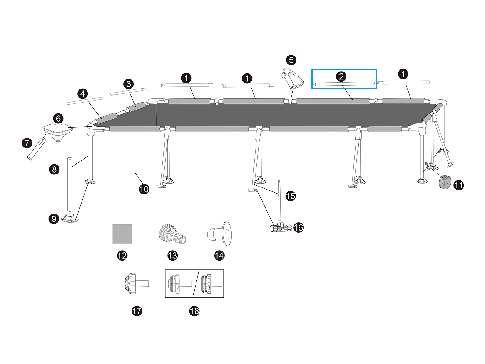Bestway® Spare Part pool Top rail B (white) for Steel Pro™ frame pool 366 x 201 x 66 cm, angular