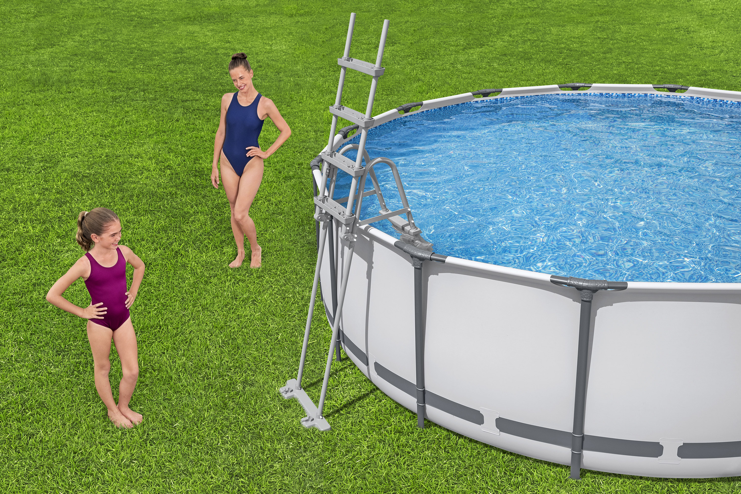 Steel Pro MAX™ Frame Pool Komplett Set mit Filterpumpe Ø 549 x 122 cm, lichtgrau, rund