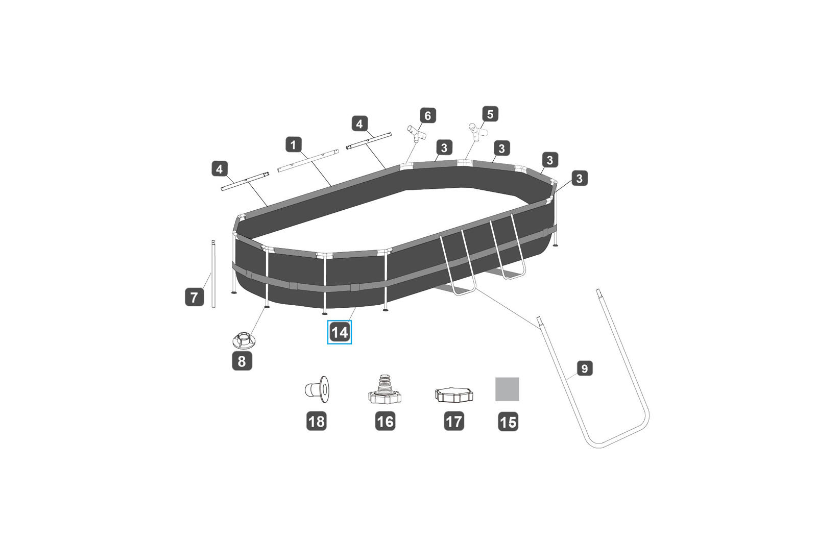 Bestway® Spare Part Pool liner for Power Steel Swim Vista Series pool 427cm x 250cm x 100cm, oval