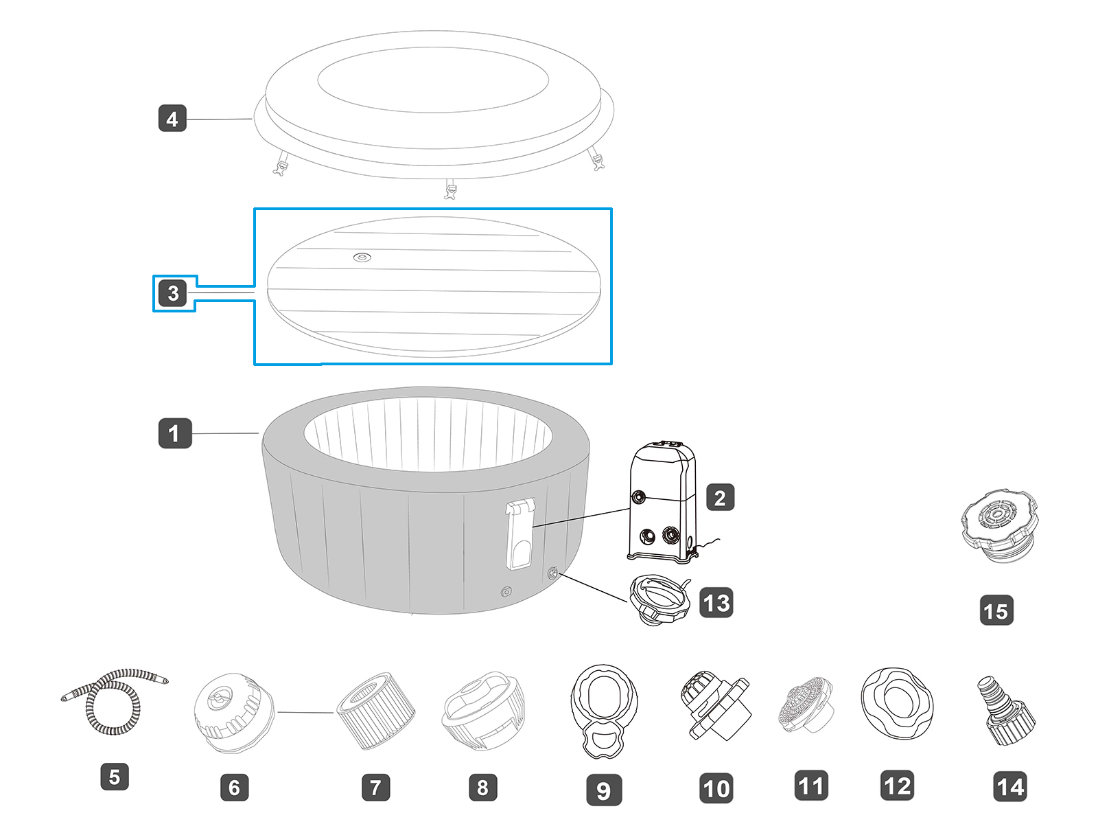 Bestway® Spare Part Inflatable cover for LAY-Z-SPA®Paris AirJet Plus™ ThermaCore™ UltraFit™ Ø 170cm