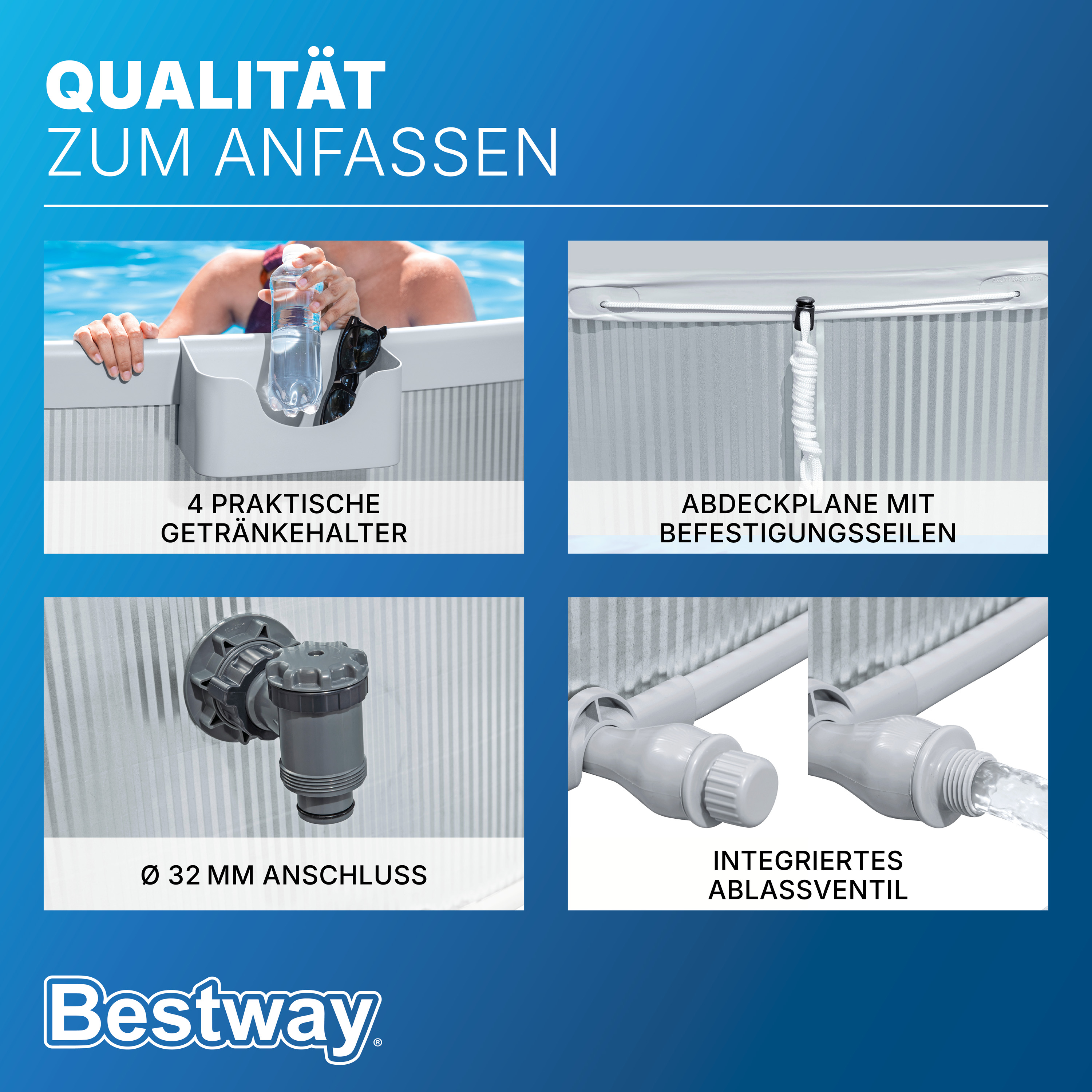 Stahlwandpool-Set mit Filterpumpe Ø 305 x 61 cm, grau, rund