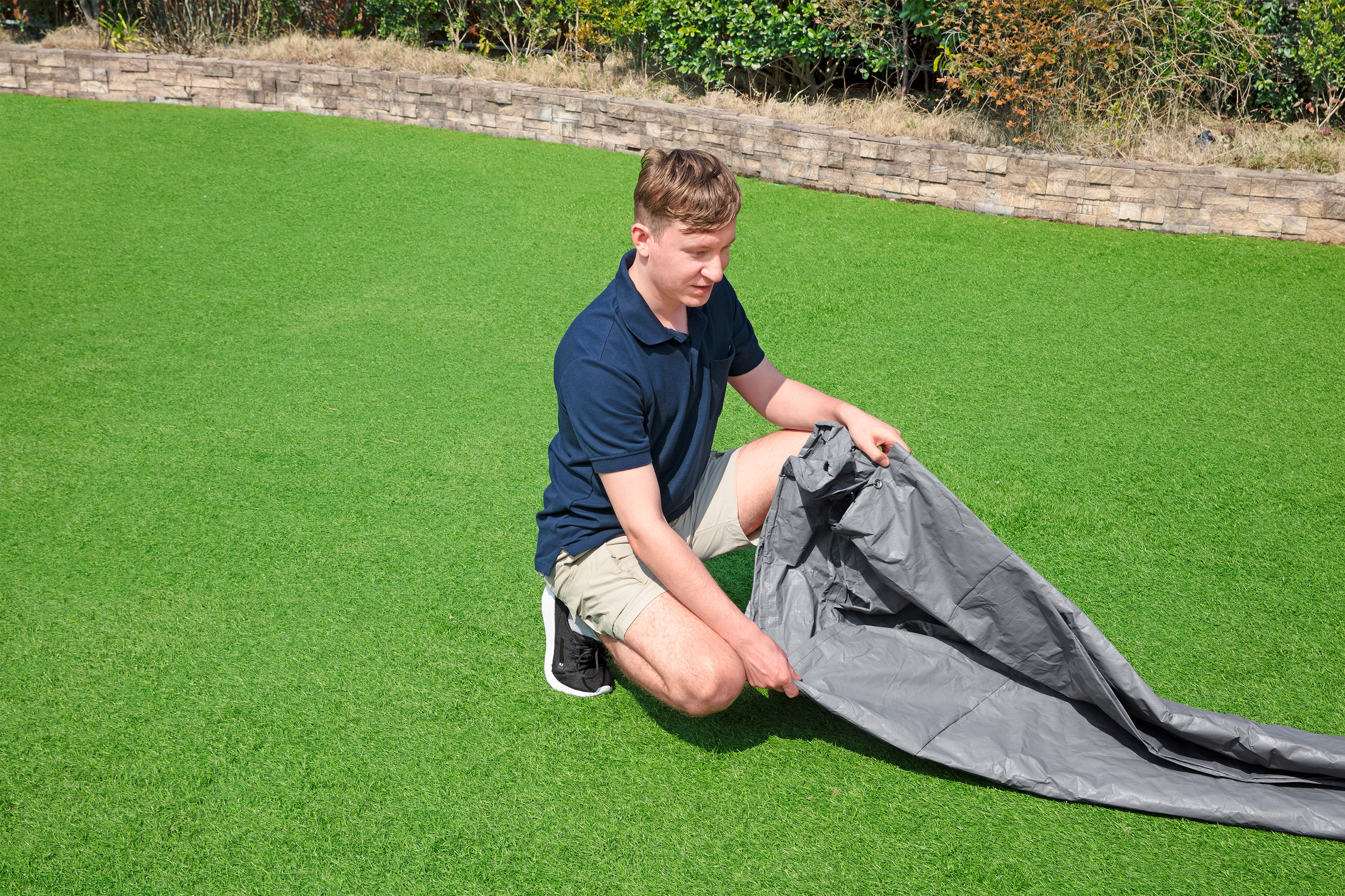 Winterfeste Premium Abdeckplane Ø 305 cm, grau, rund