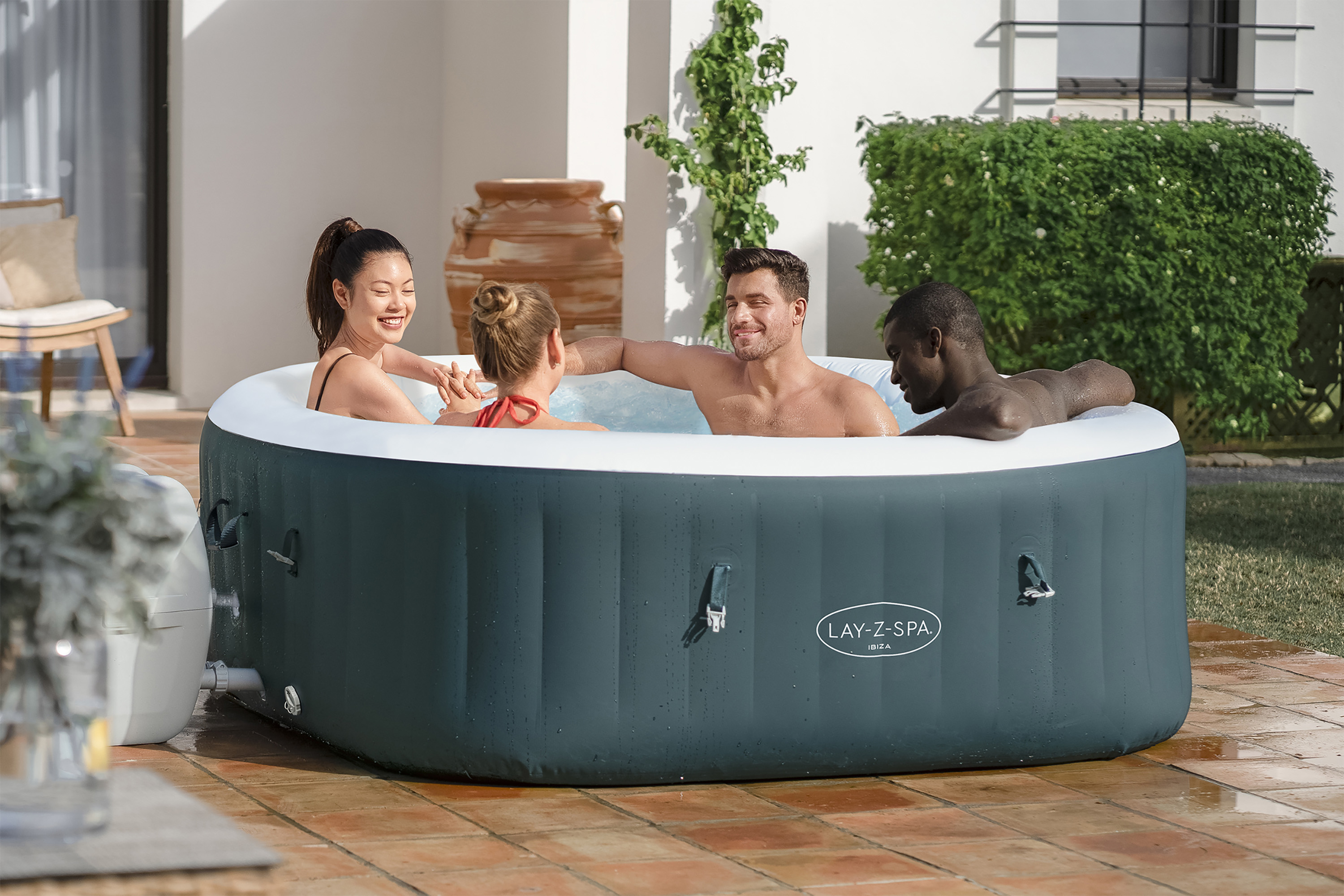 LAY-Z-SPA® Energiespar Whirlpool Ibiza AirJet™, für 4 Personen, 180 x 180 x 66 cm, Dunkelgrün