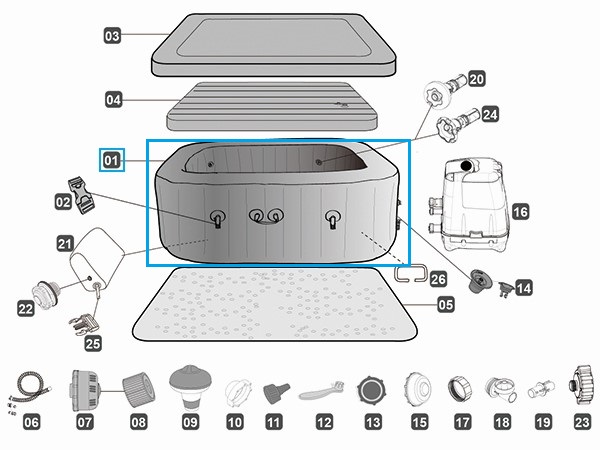 Bestway® Spare Part Liner (mahagoni) for LAY-Z-SPA® Maldives HydroJet Pro™ 201 x 201 x 80 cm (2018)