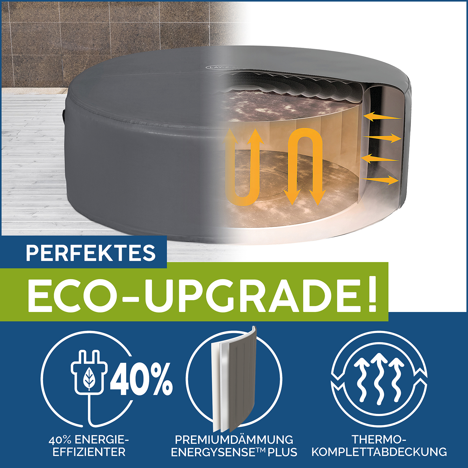 LAY-Z-SPA® Xtras  EnergySense™ Plus Thermo-Komplettabdeckung Ø 196 x 71 cm, rund LAY-Z-SPA® Xtras  EnergySense™ Plus Thermo-Komplettabdeckung Ø 196 x 71 cm, rund