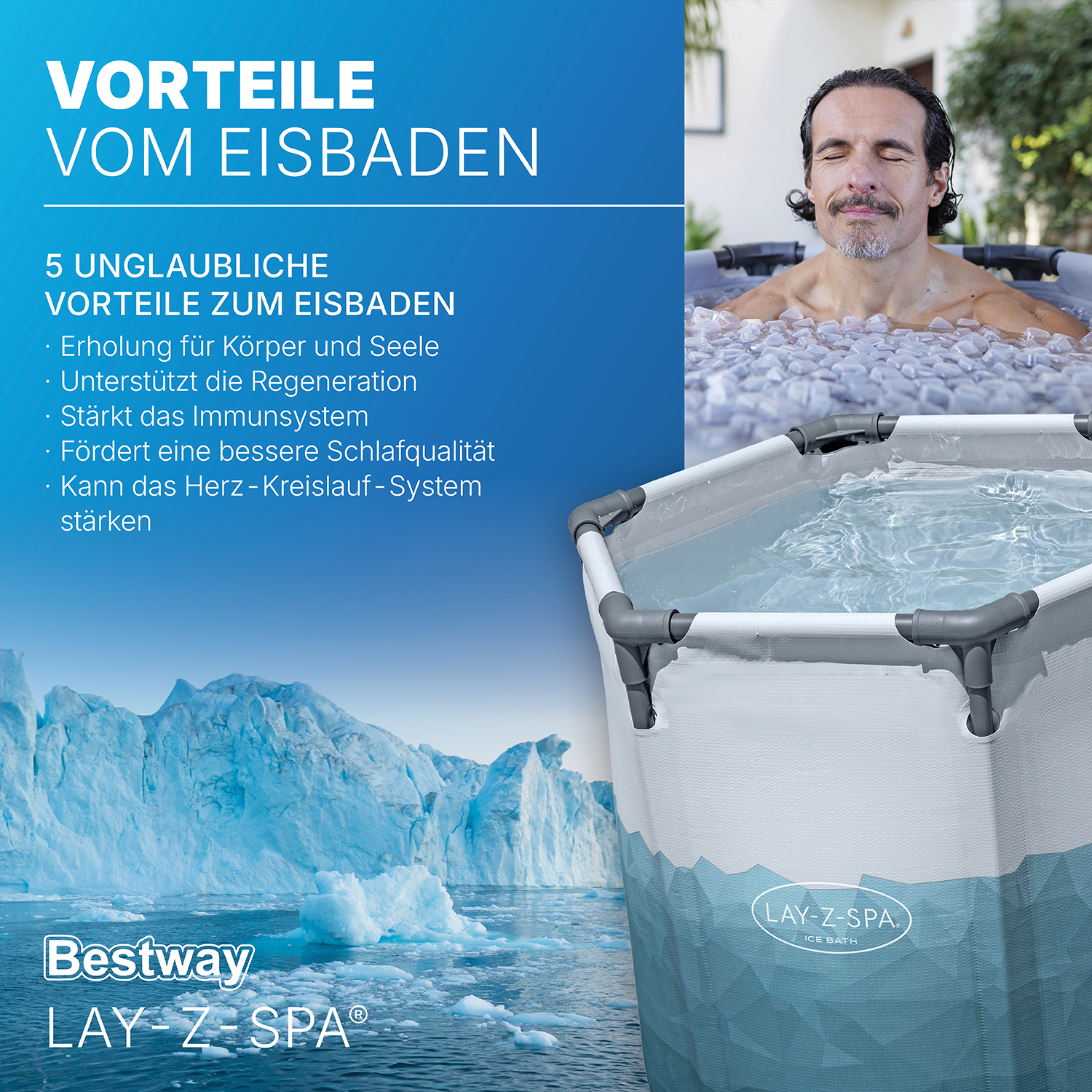 LAY-Z-SPA® Eisbad Glacial Dip™ mit Filterpumpe Ø 90 x 80 cm, rund LAY-Z-SPA® Eisbad Glacial Dip™ mit Filterpumpe Ø 90 x 80 cm, rund