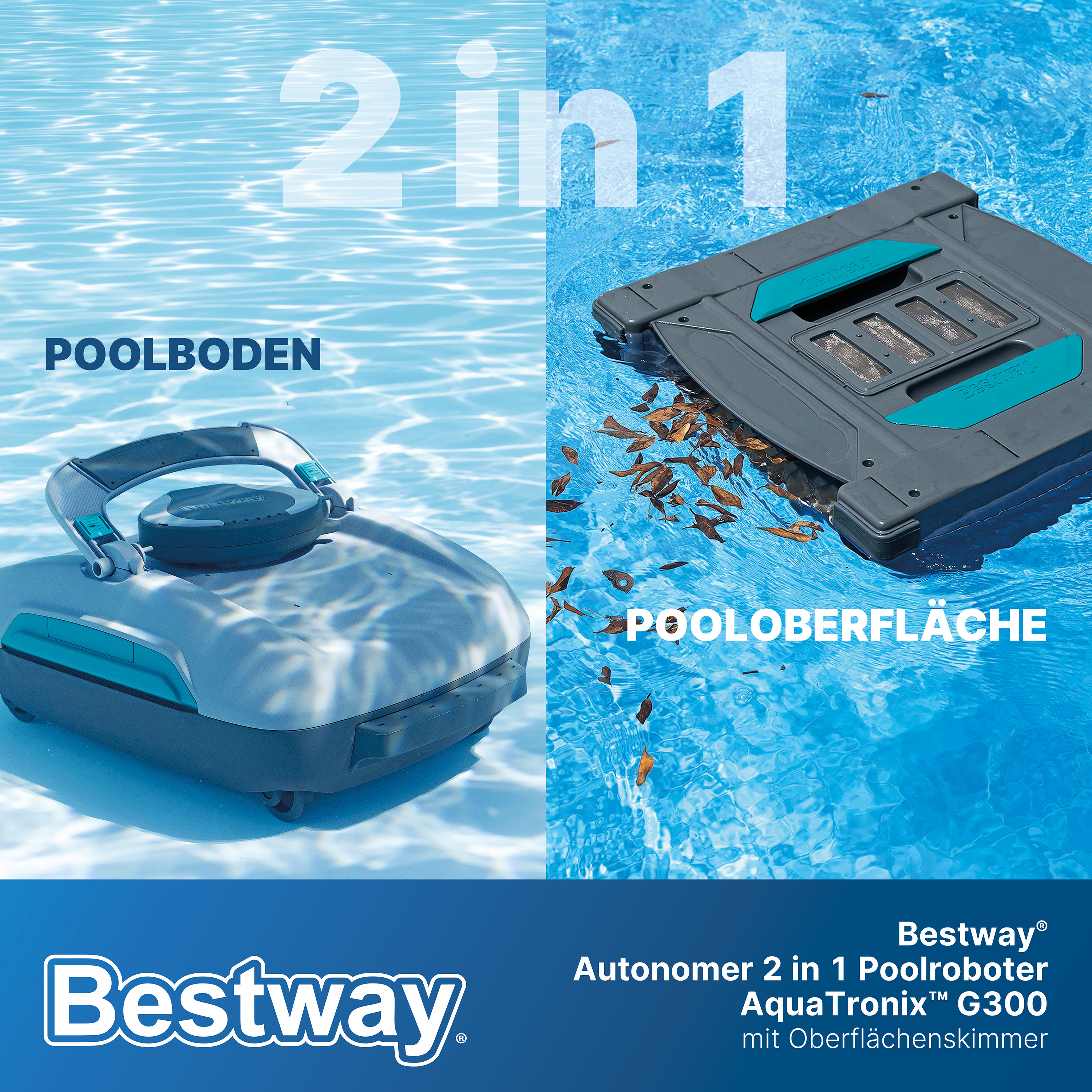 Autonomer 2 in 1 Poolroboter AquaTronix™ G300 mit Oberflächenskimmer