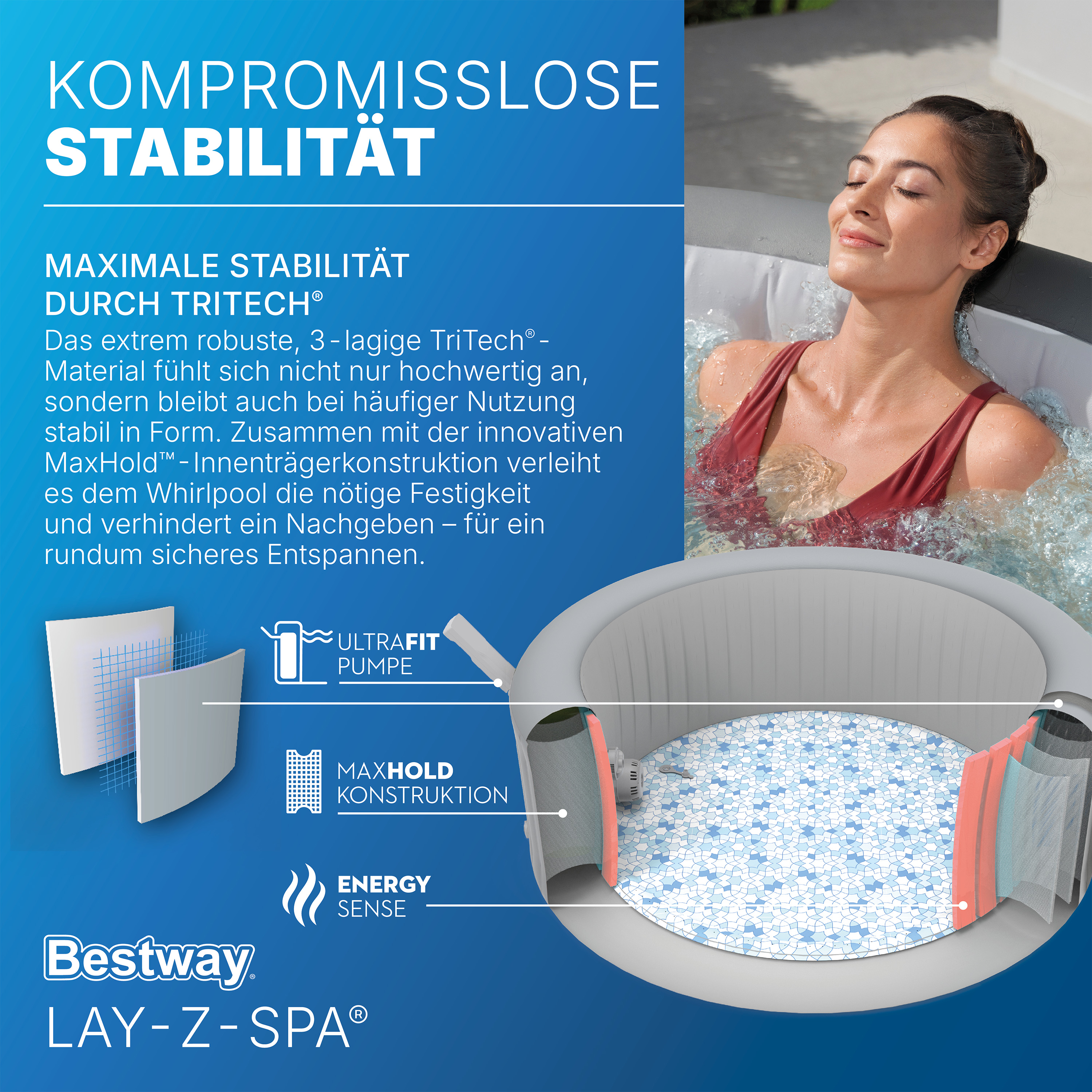 LAY-Z-SPA® WLAN-Whirlpool Hawaii AirJet™ mit App-Steuerung, für 8 Personen Ø 236 x 71 cm, Silbergrau