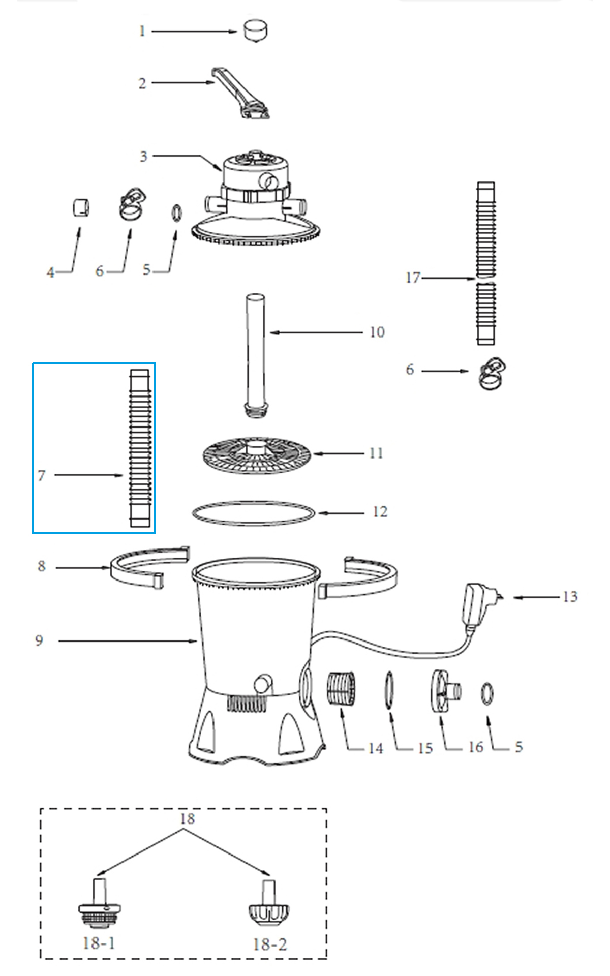 Bestway® Spare Part Hose (white / Ø 32mm / 55 cm) for pools and filter units Bestway® Spare Part Hose (white / Ø 32mm / 55 cm) for pools and filter units
